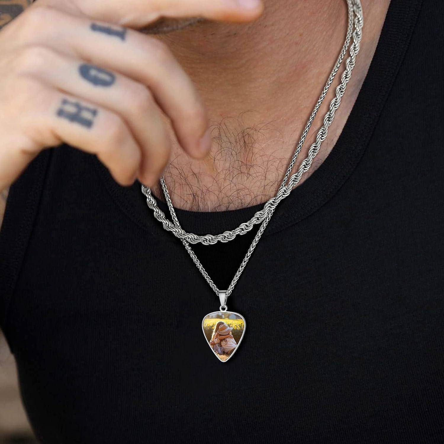 Kettenanhänger E Gitarre Bass Edelstahl 06-silber personalisierbar