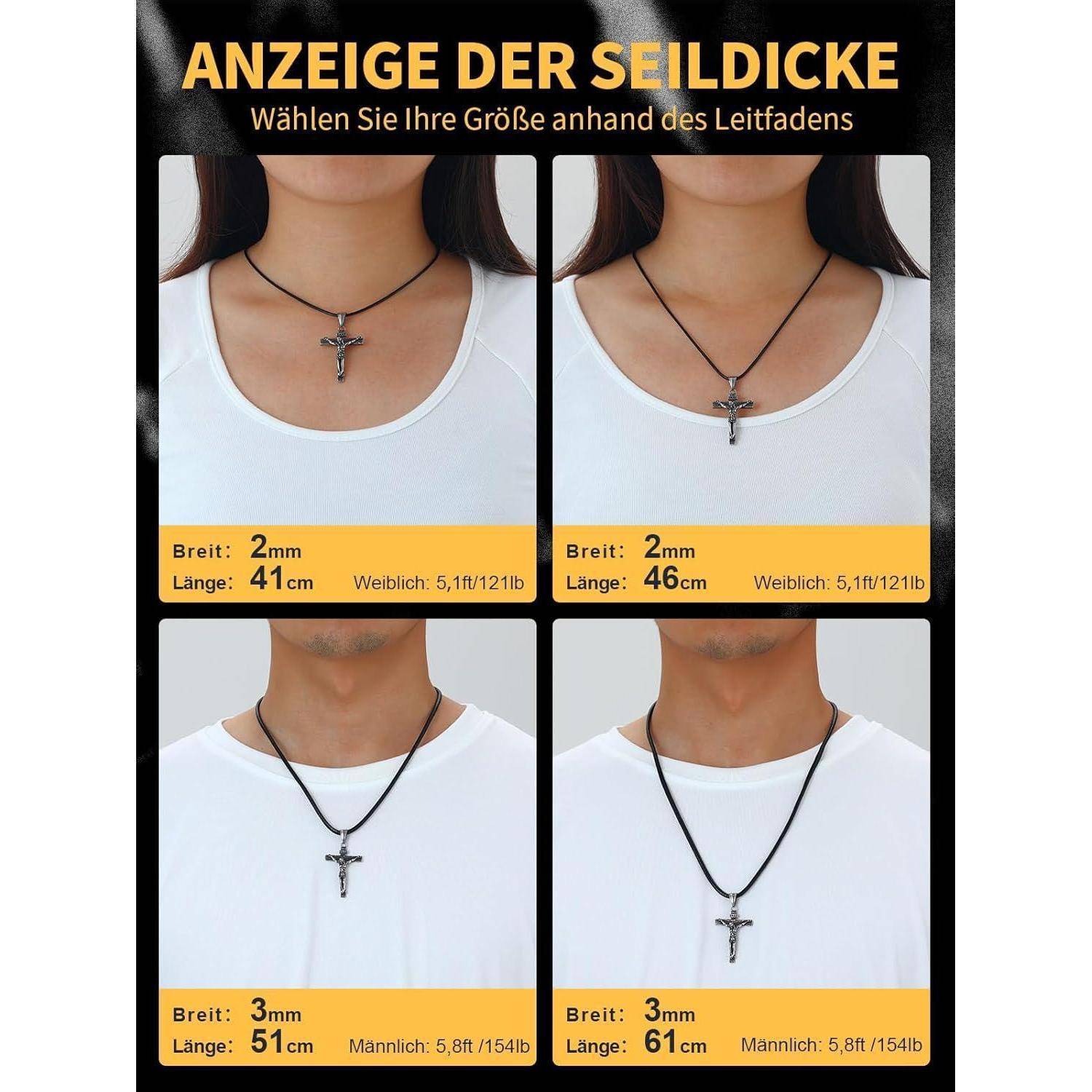 Kette Damen Herren Wachsschurkette 01 Schwarz(3mm) 46.0 Zentimeter