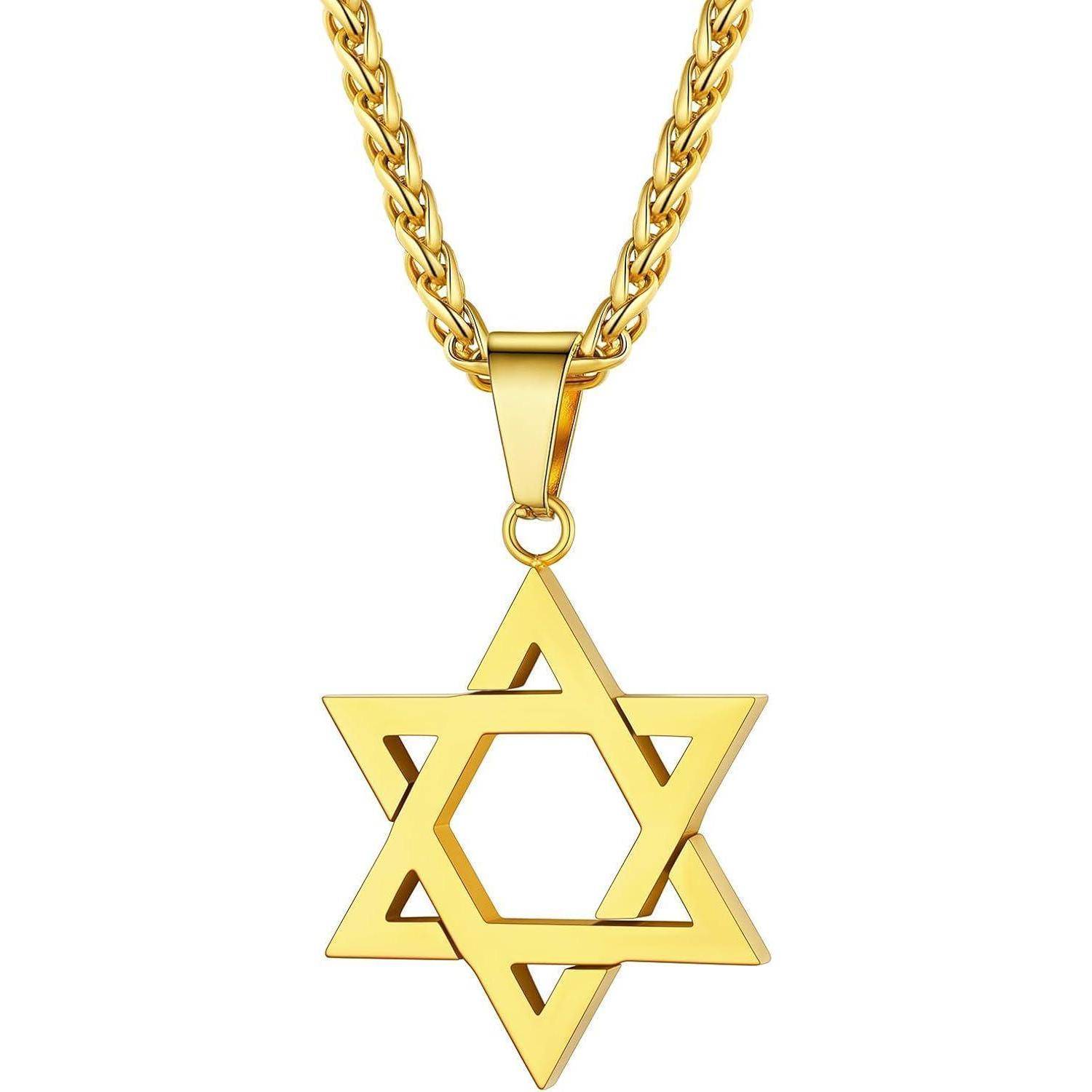 Halskette Herren Hexagramm Davidstern 01-Gold Nicht Personalisiert