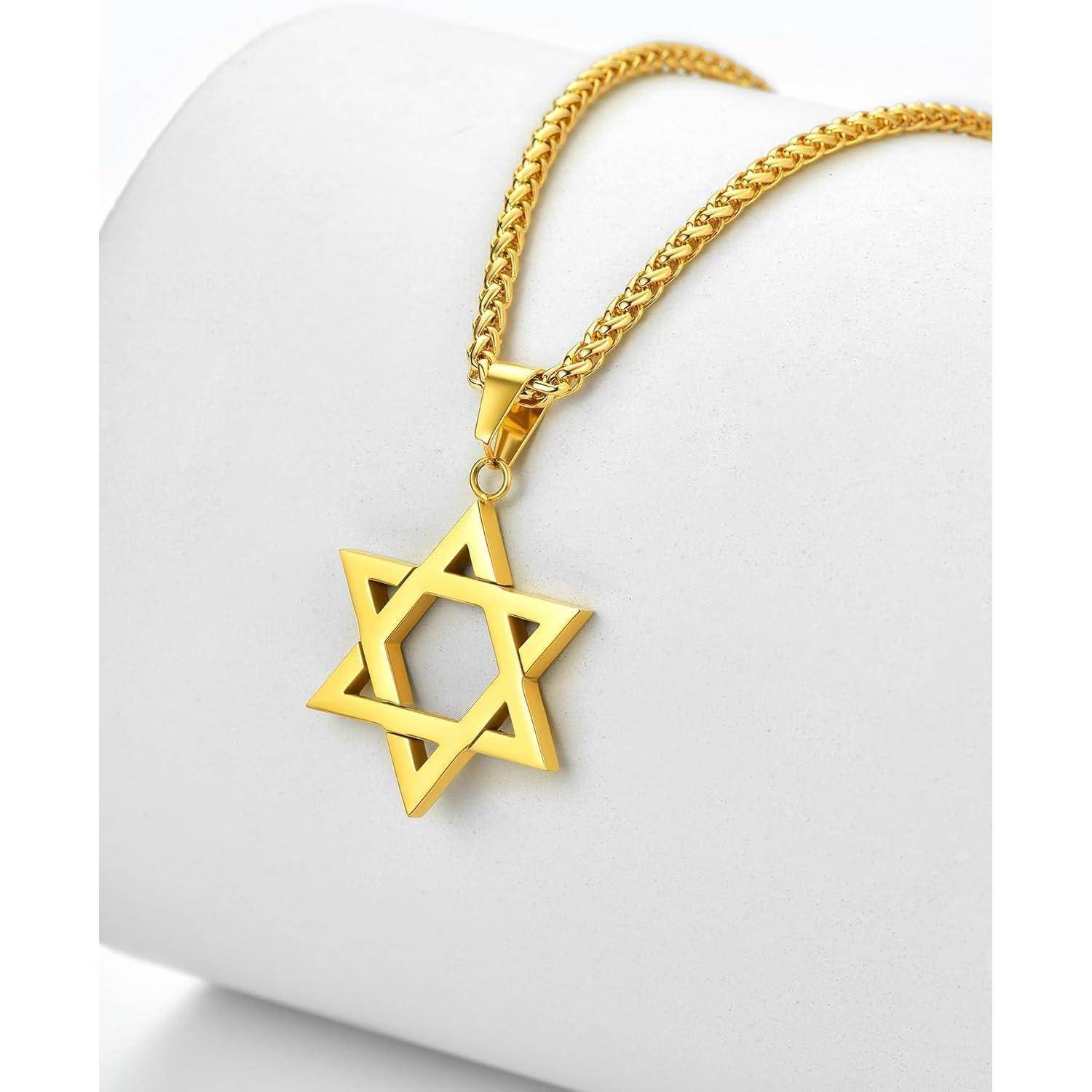 Halskette Herren Hexagramm Davidstern 01-Gold Nicht Personalisiert