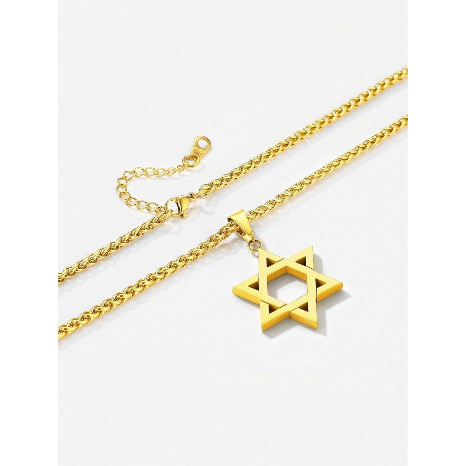 Halskette Herren Hexagramm Davidstern 01-Gold Nicht Personalisiert
