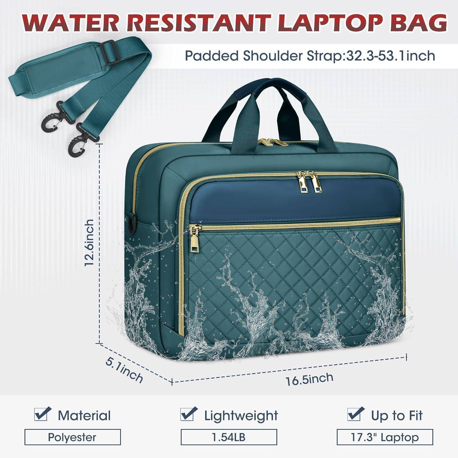 Laptoptasche Damen Computertasche Business Wasserdichte Grün 17.3 Zoll