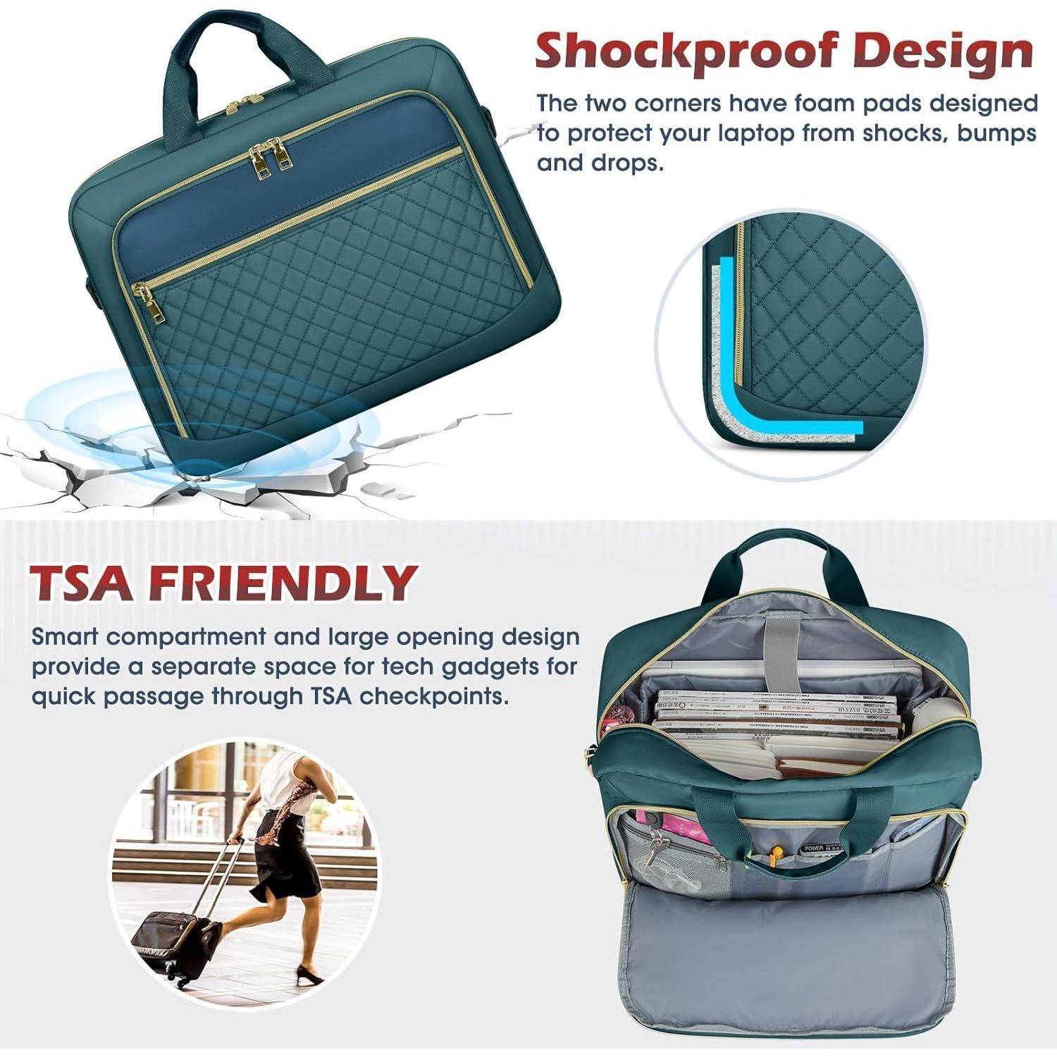 Laptoptasche Damen Computertasche Business Wasserdichte Grün 17.3 Zoll