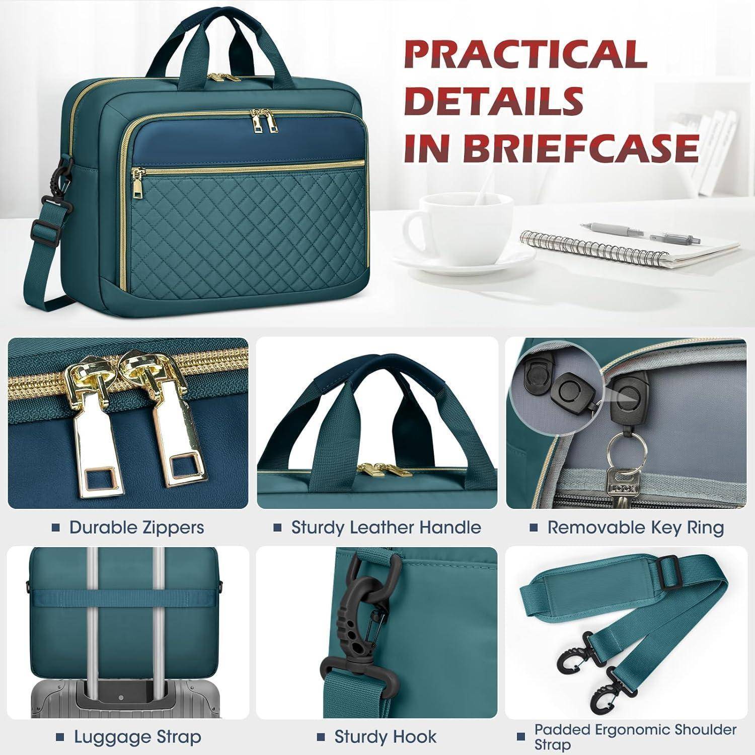 Laptoptasche Damen Computertasche Business Wasserdichte Grün 17.3 Zoll