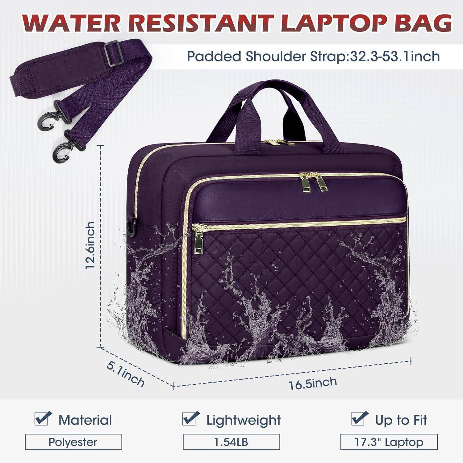Laptoptasche Damen Business Aktentasche Dunkelviolett 17.3 Zoll