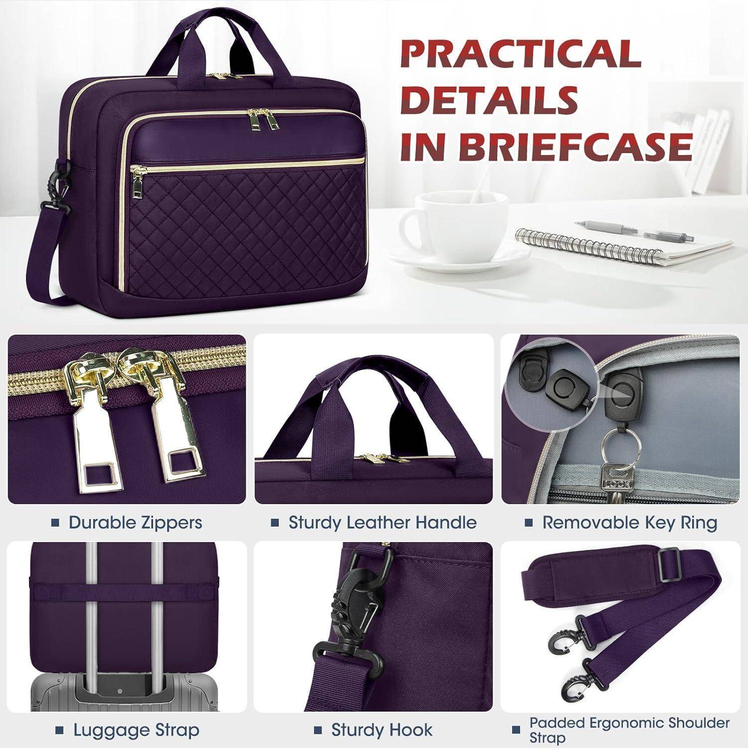 Laptoptasche Damen Business Aktentasche Dunkelviolett 17.3 Zoll