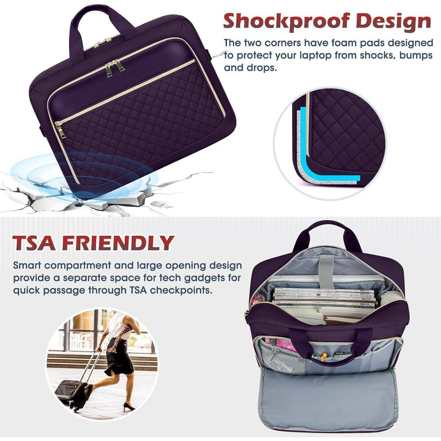 Laptoptasche Damen Business Aktentasche Dunkelviolett 17.3 Zoll