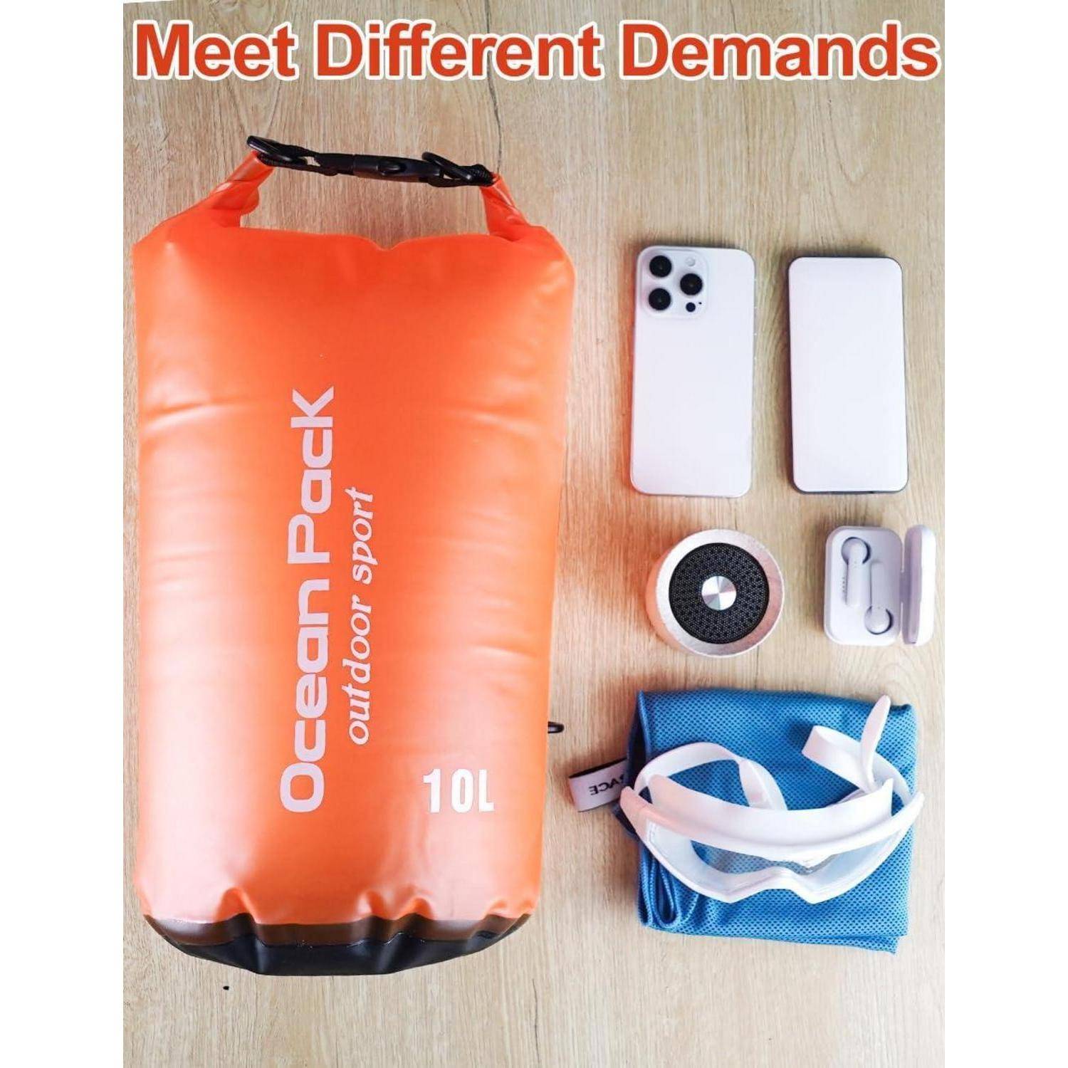Dry Bag Packsack 20L 5L 2L Schultergurt Strand Kanu Tauchen 10L Orange