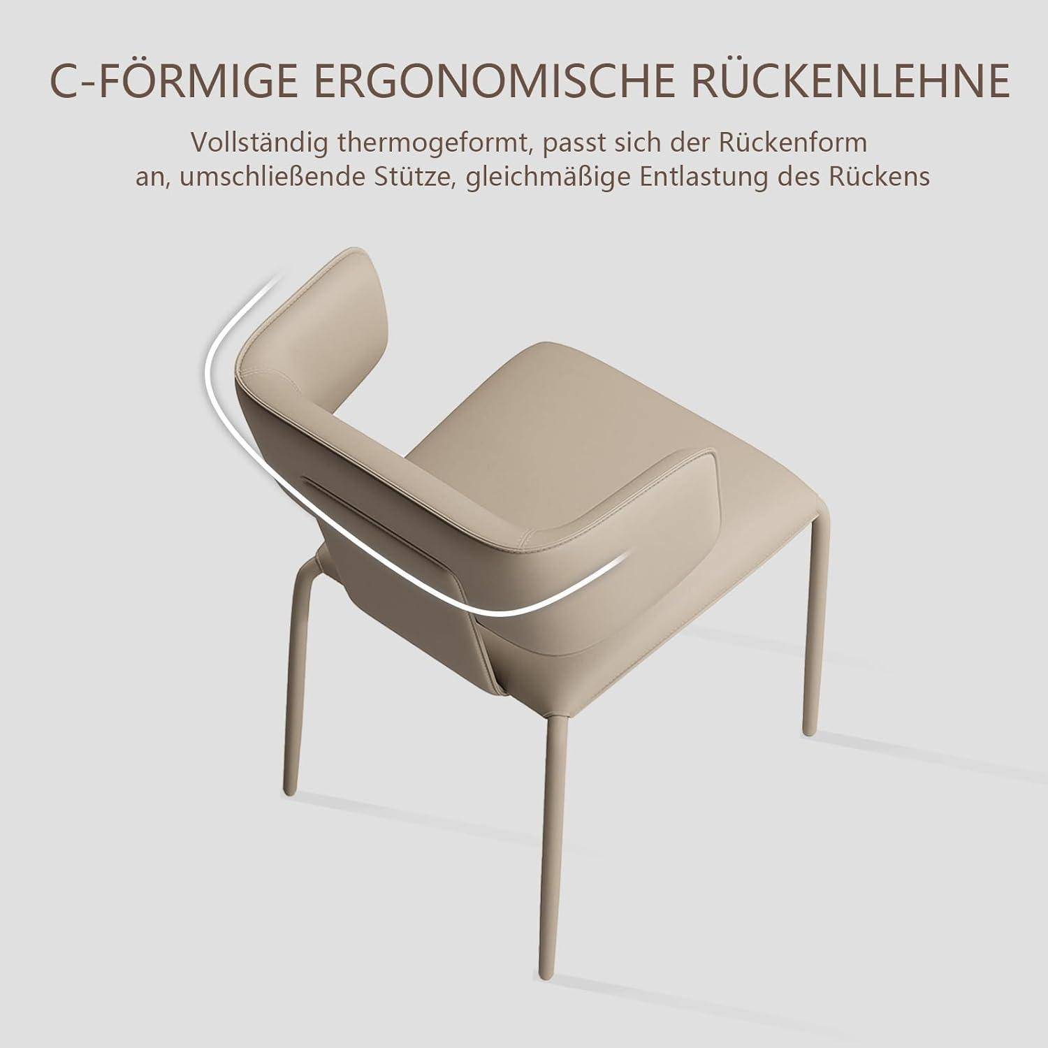 Esszimmerstuhl Leder Polsterstuhl Küchenstuhl Khaki C Lehne