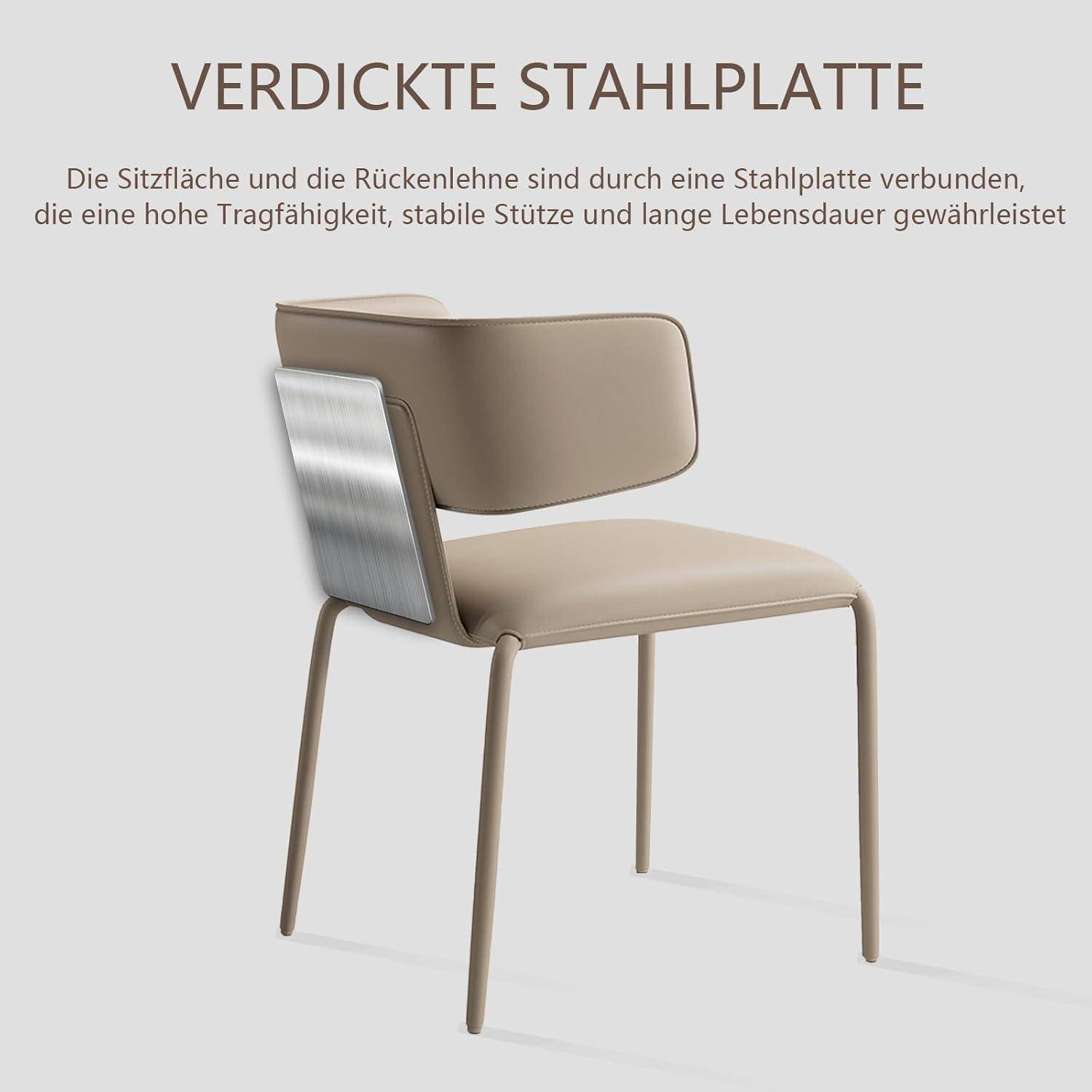 Esszimmerstuhl Leder Polsterstuhl Küchenstuhl Khaki C Lehne