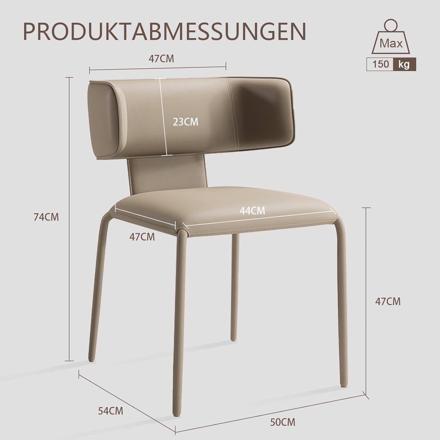 Esszimmerstuhl Leder Polsterstuhl Küchenstuhl Khaki C Lehne