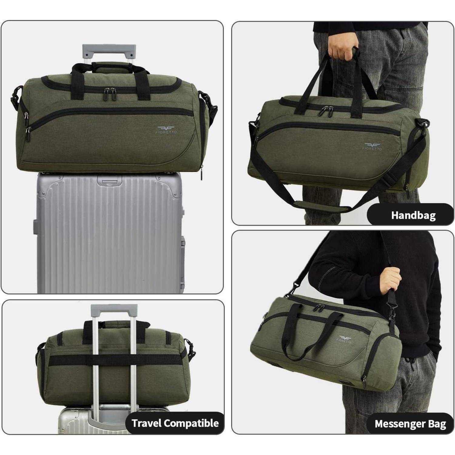 Sporttasche & Reisetasche 35L Damen Herren Schuhfach Nassfach Olivgrün