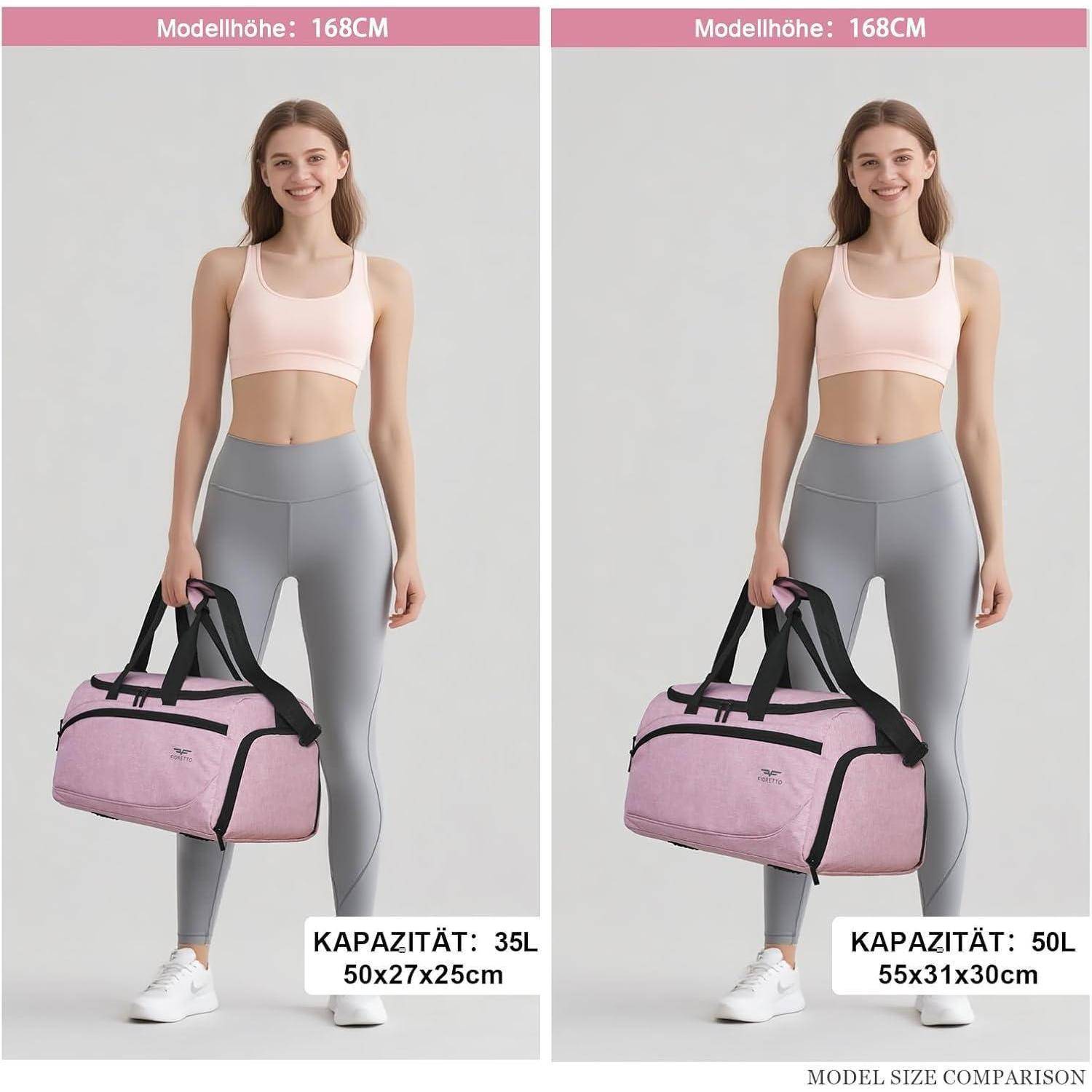 Sporttasche 35L Reisetasche Schuhfach Nassfach wasserdicht 35l-rosa