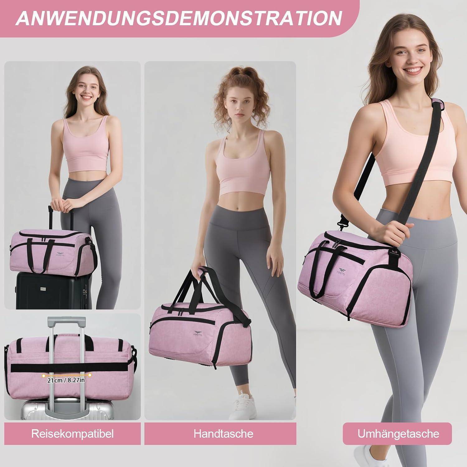 Sporttasche 35L Reisetasche Schuhfach Nassfach wasserdicht 35l-rosa