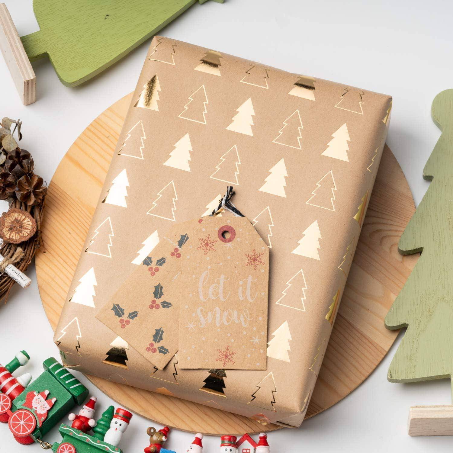 Kraftpapier Goldfolie 44,5x76cm 6 Blätter Weihnachtsbaum &amp; Rentier