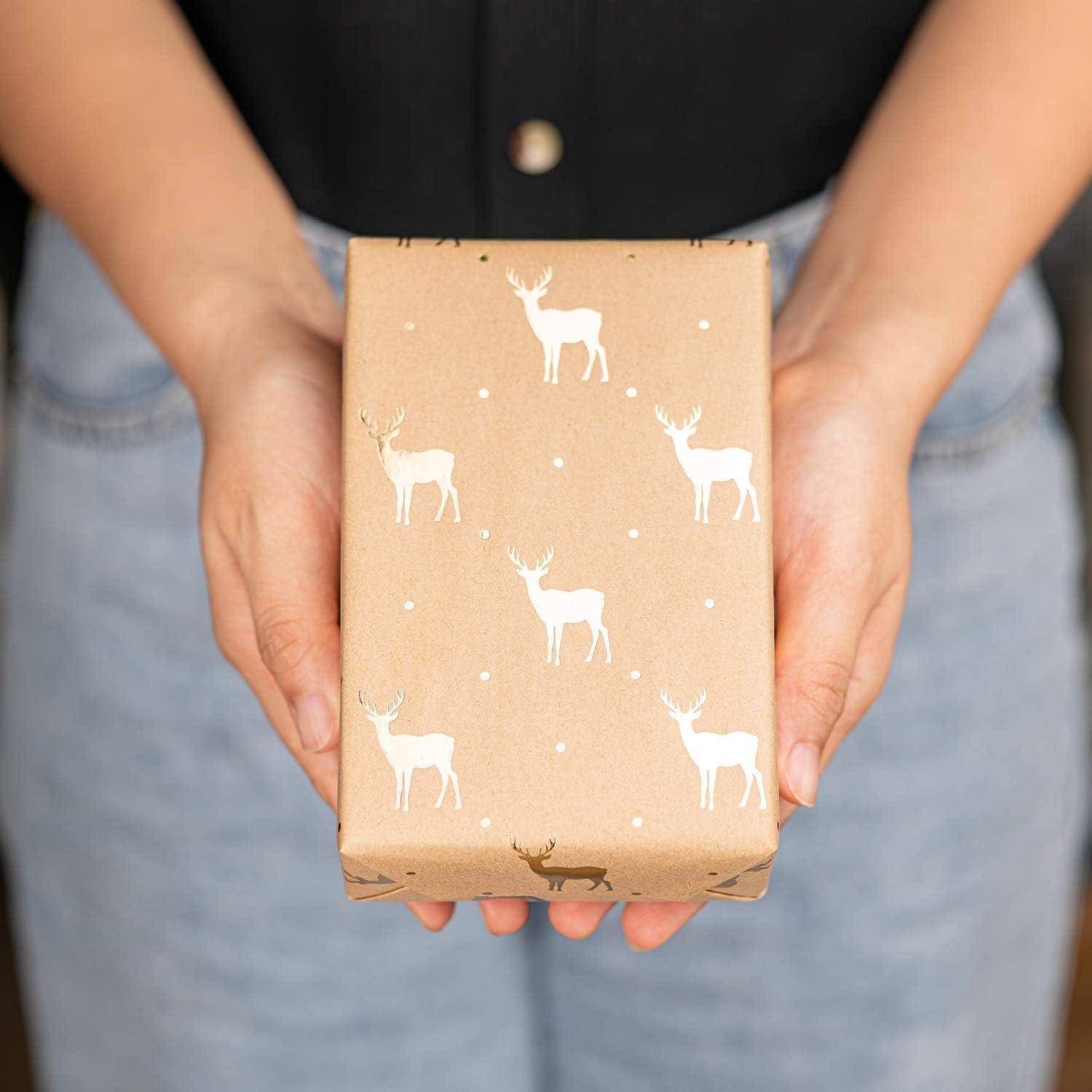 Kraftpapier Goldfolie 44,5x76cm 6 Blätter Weihnachtsbaum &amp; Rentier