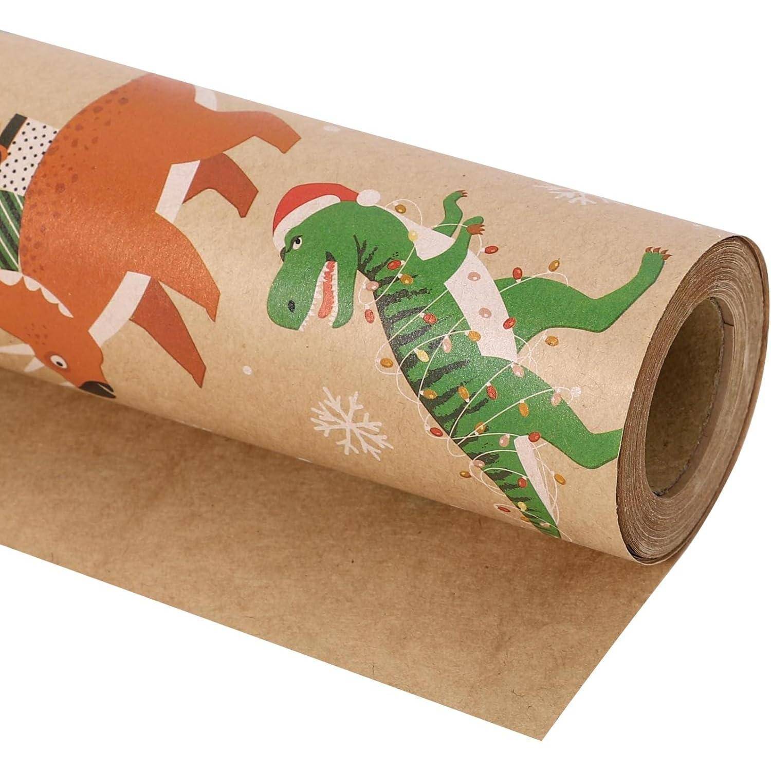 Geschenkpapierrolle Kraftpapier Weihnachten Weihnachtsdinosaurier
