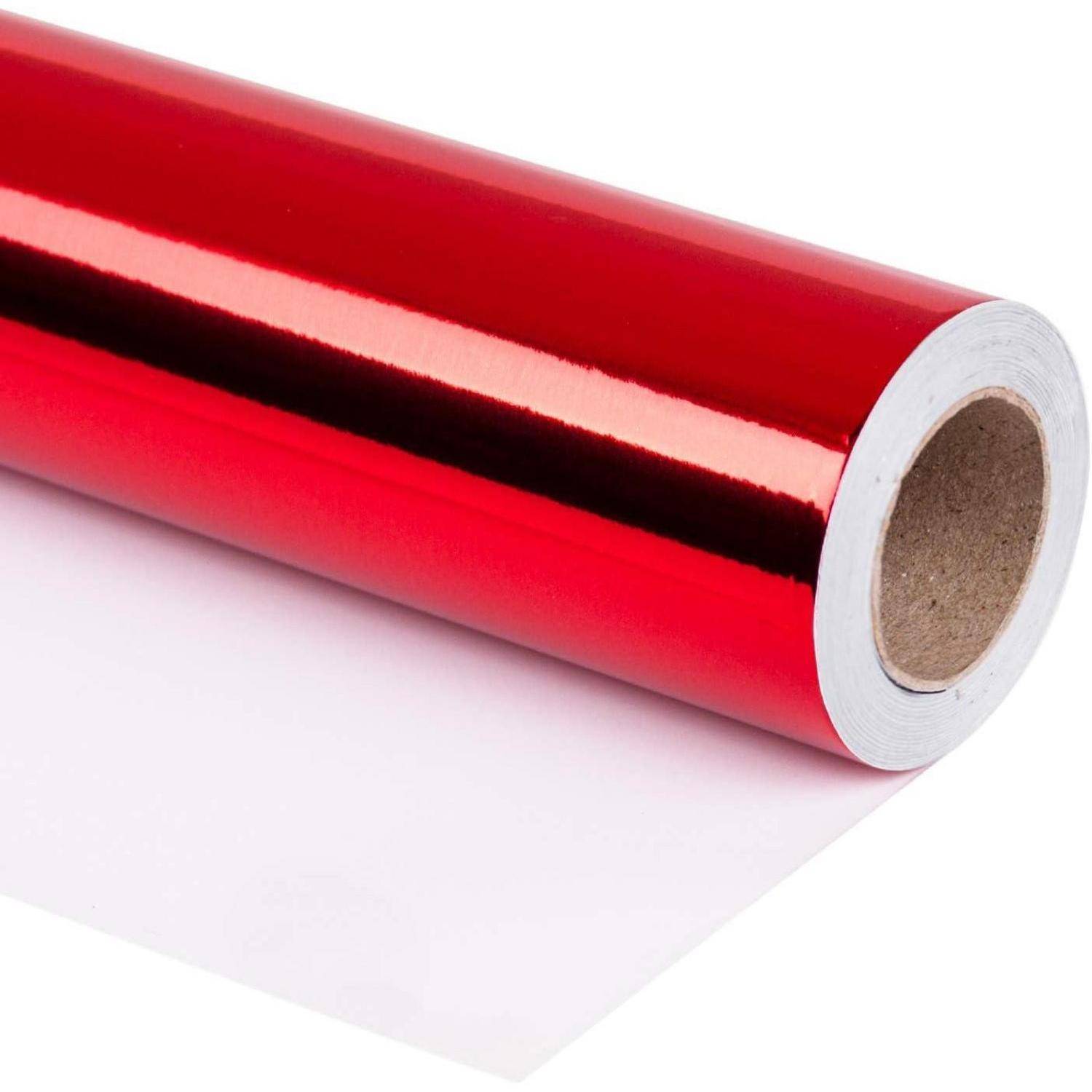 Geschenkpapier Einfarbig Metallic 76cm 10m Metallic-Spiegel Rot