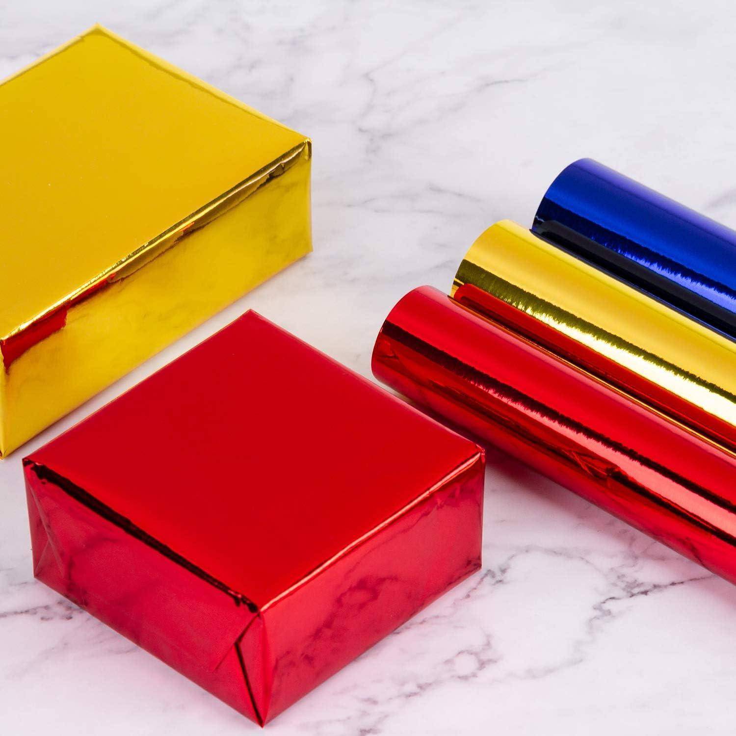 Geschenkpapier Einfarbig Metallic 76cm 10m Metallic-Spiegel Rot