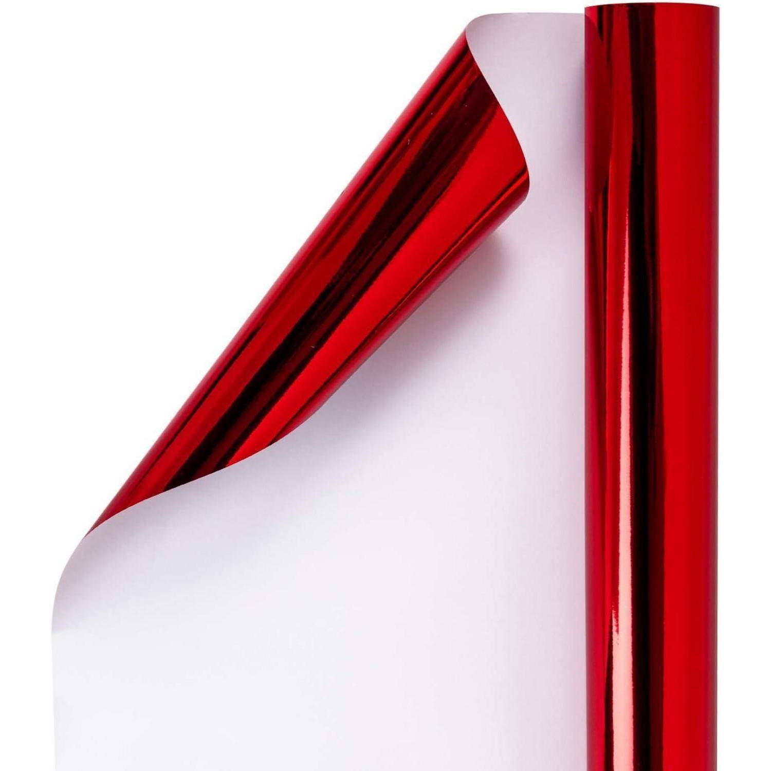 Geschenkpapier Einfarbig Metallic 76cm 10m Metallic-Spiegel Rot
