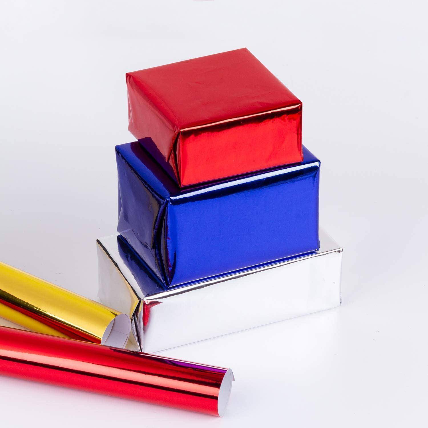 Geschenkpapier Einfarbig Metallic 76cm 10m Metallic-Spiegel Rot