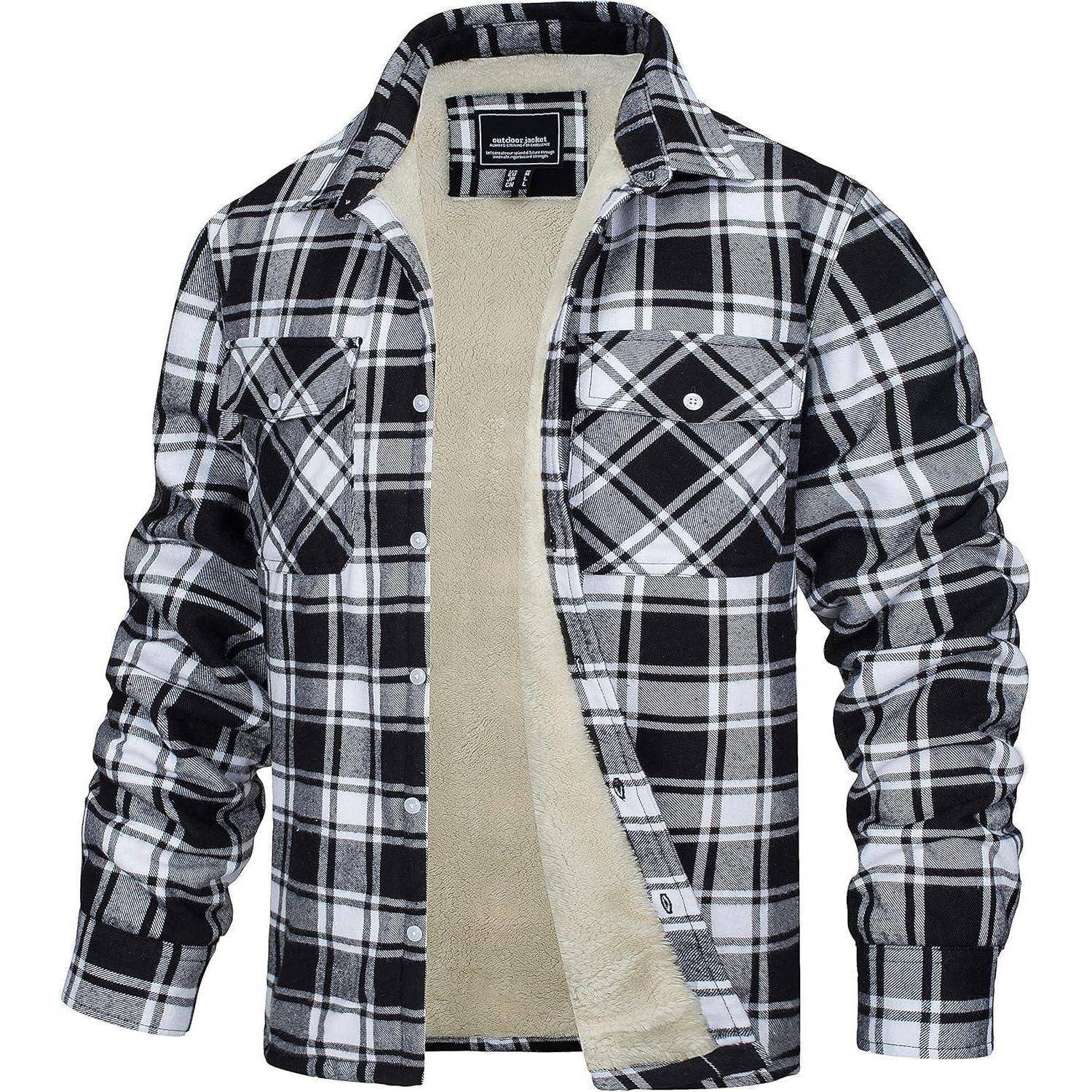 Thermohemd Herren Fleece Flanell Holzfällerhemd Winter S Schwarz