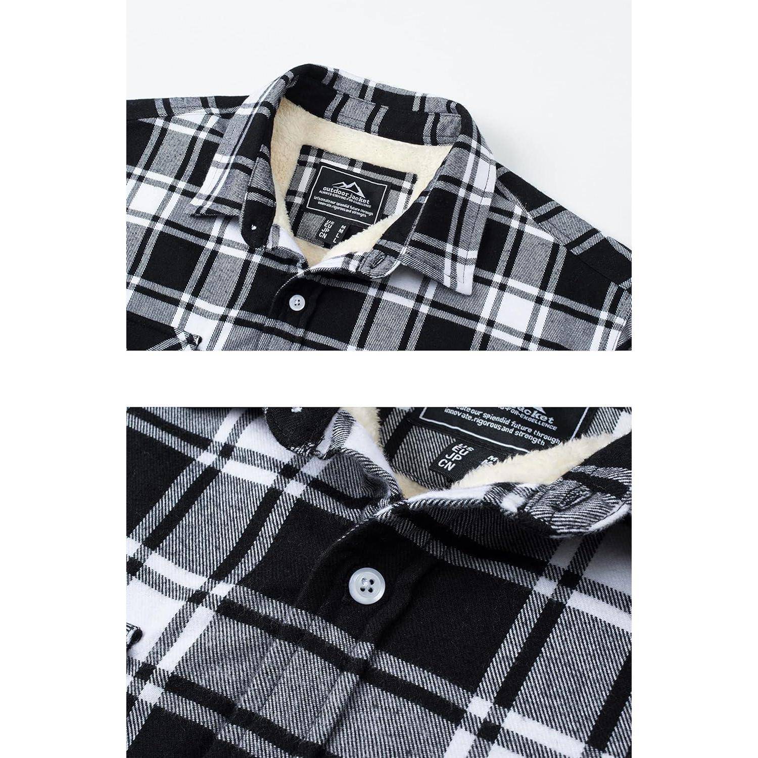 Thermohemd Herren Fleece Flanell Holzfällerhemd Winter S Schwarz
