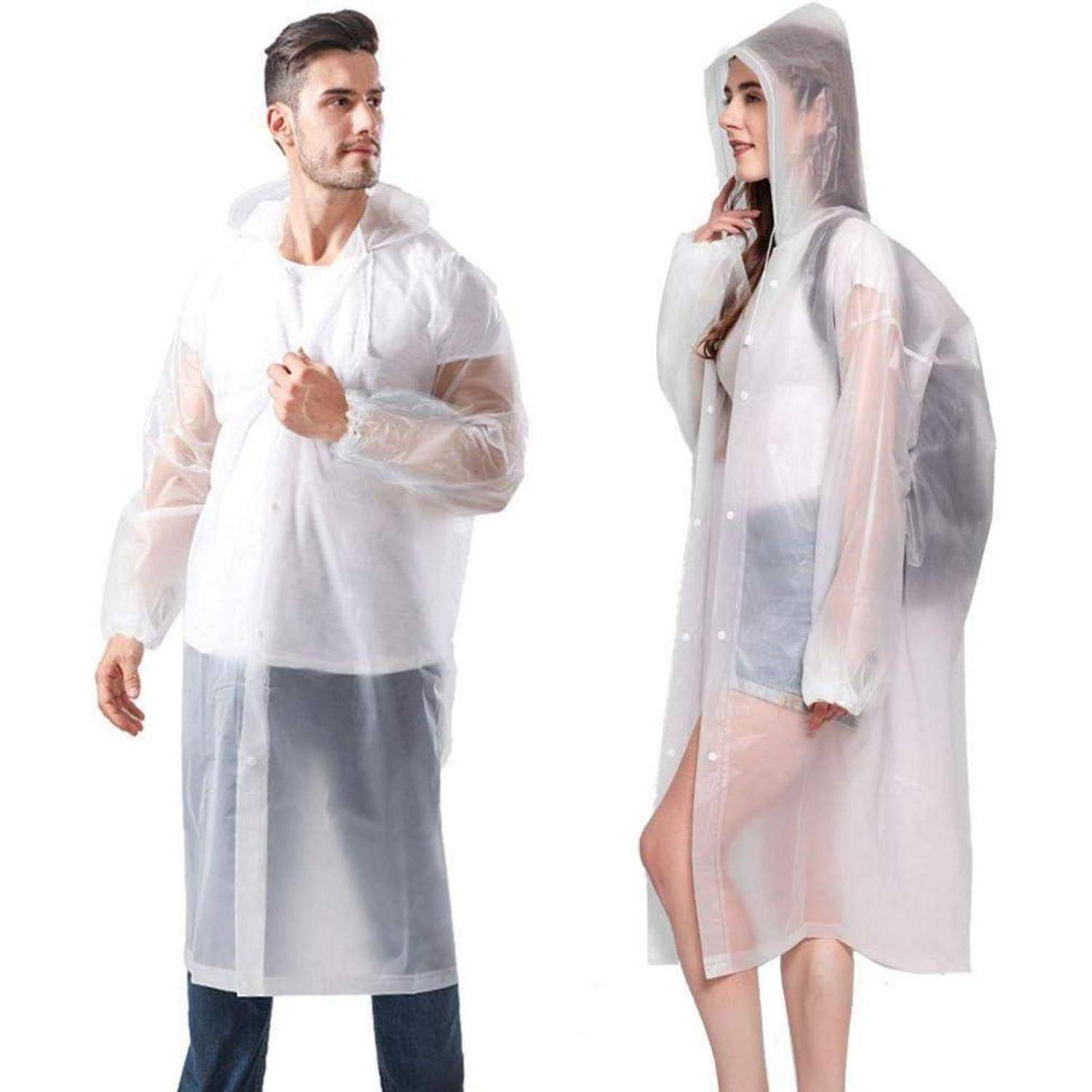 Regenponcho 2 Stück Unisex Fahrrad Camping Wandern Festival XL Weiß