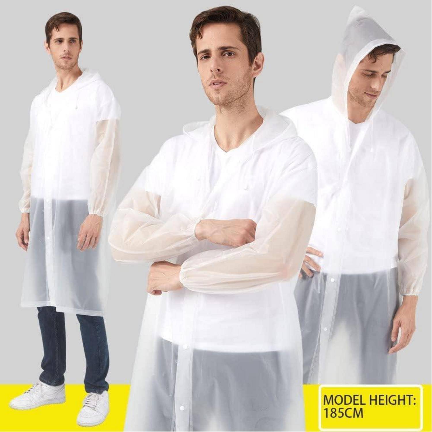 Regenponcho 2 Stück Unisex Fahrrad Camping Wandern Festival XL Weiß