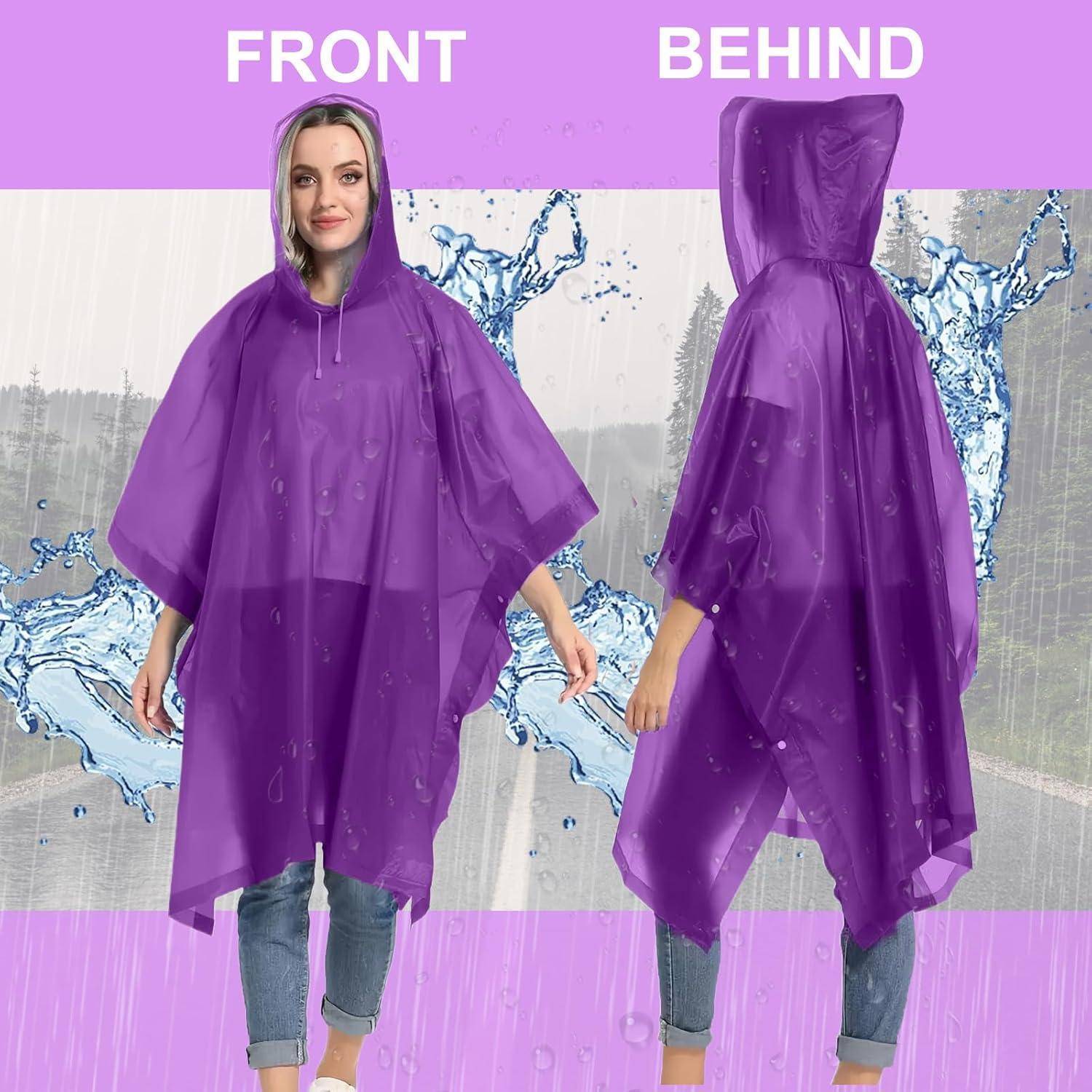 Regenponcho Herren Damen wasserdicht Kapuze schwarz 2er Lila