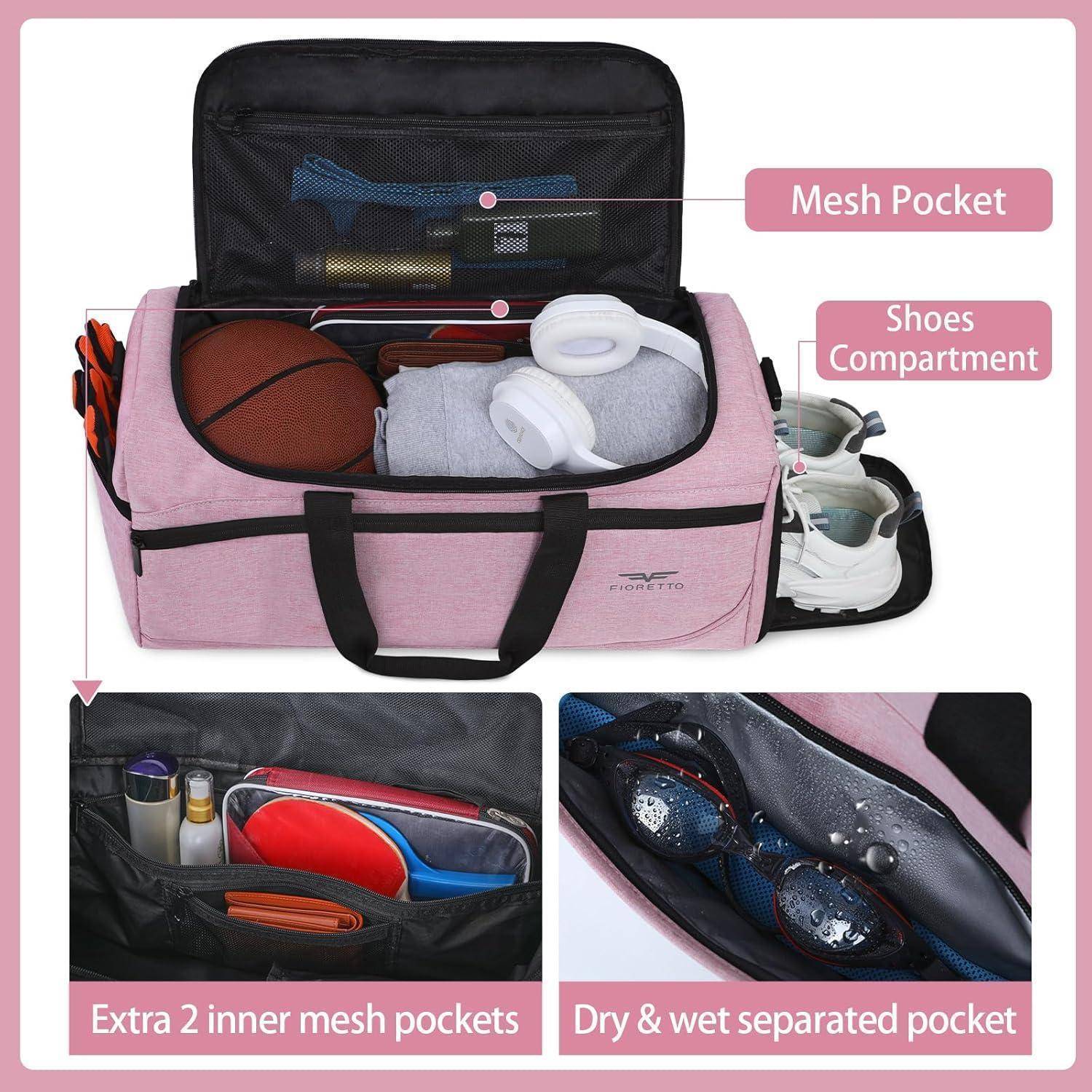 Sporttasche 50L Reisetasche Schuhfach Nassfach Gym Reisen 50l-rosa