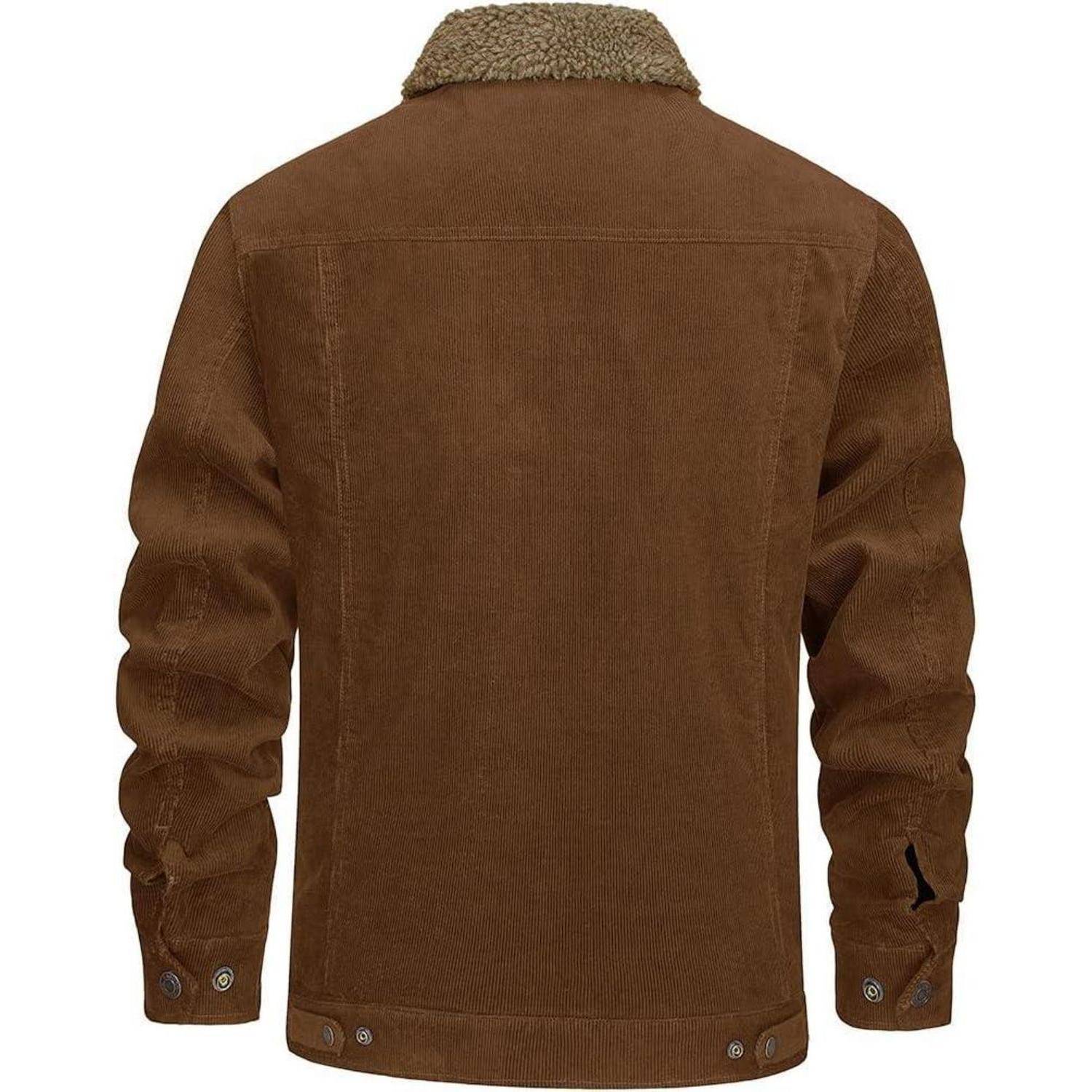 Cordjacke Herren Gefüttert Cargojacke Teddyfellkragen L Braun