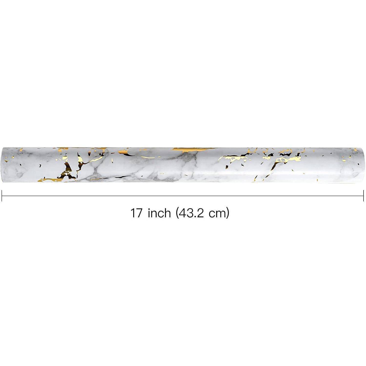 Geschenkpapierrolle 43 cm 10 m Marmor Goldfolie Weisser Marmor