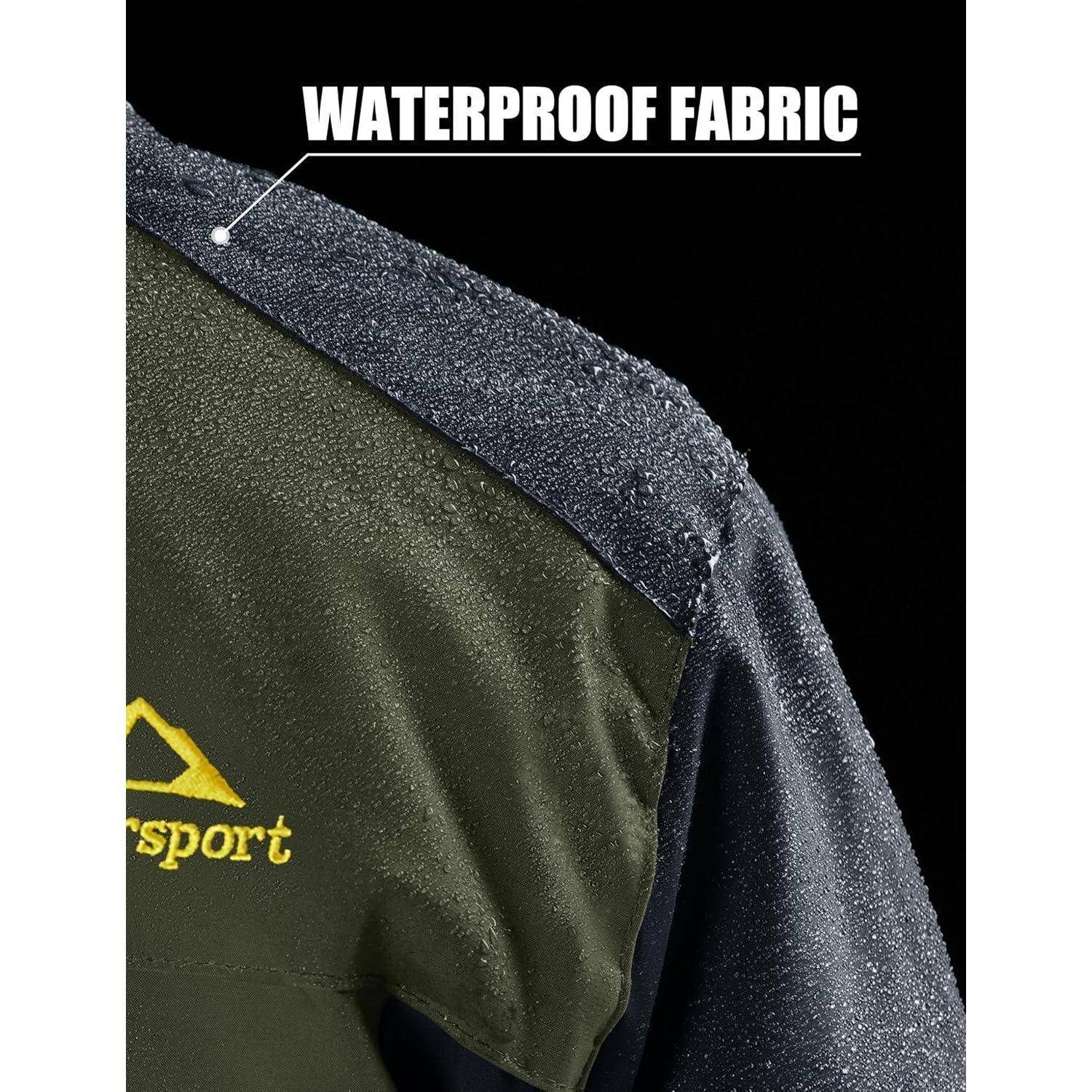Fleecejacke Herren Winter wasserdicht winddicht Kapuze Armeegrün XL