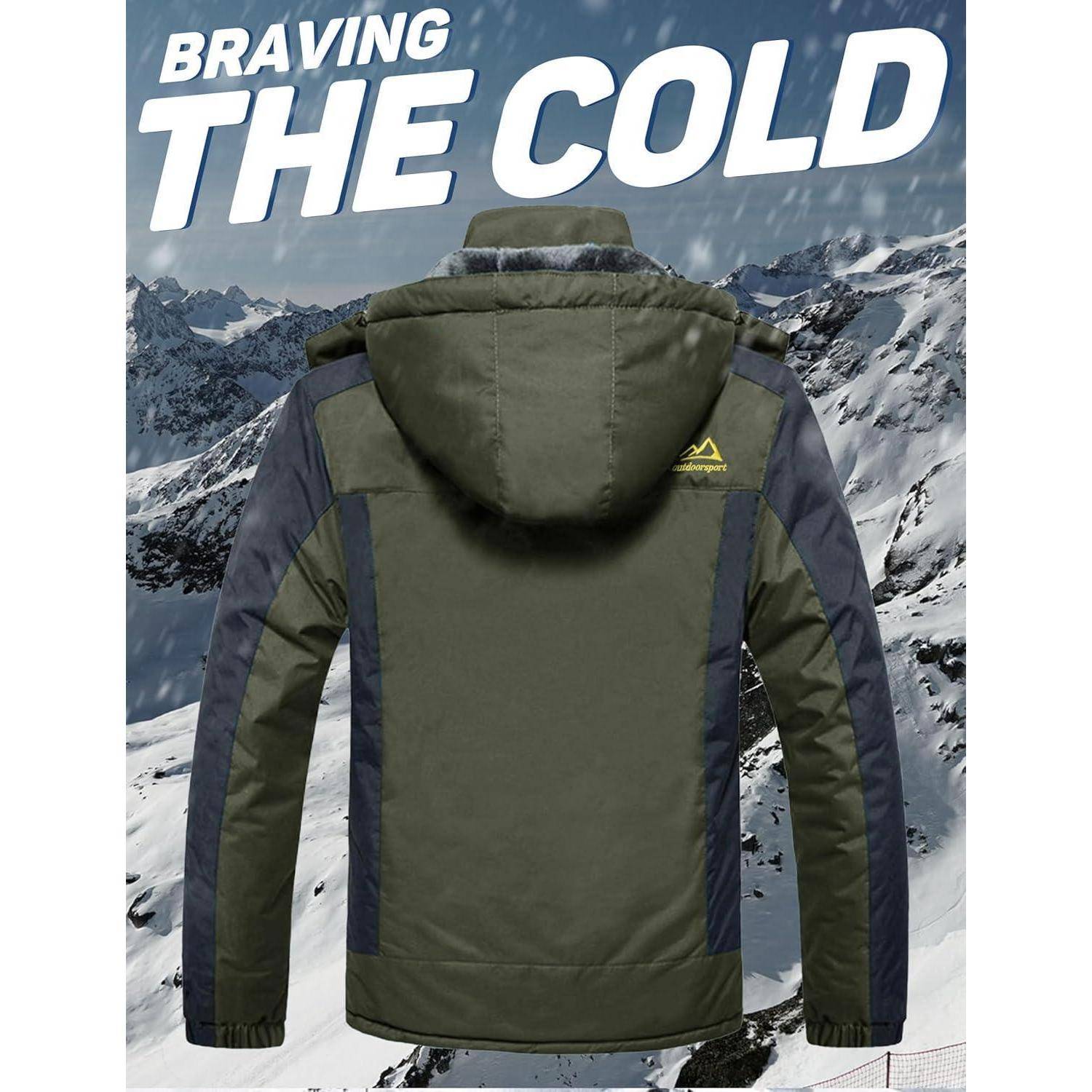 Fleecejacke Herren Winter wasserdicht winddicht Kapuze Armeegrün XL
