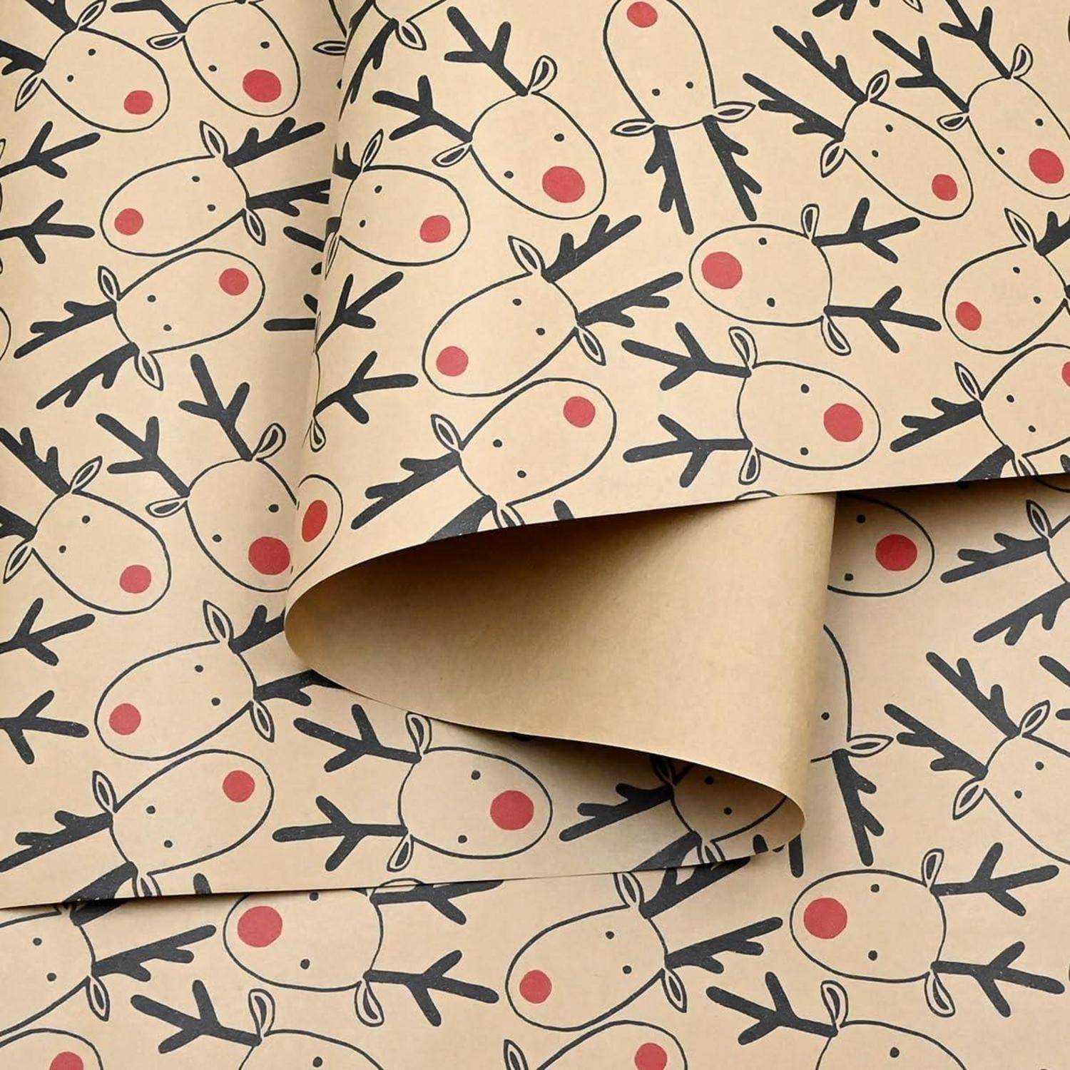 Geschenkpapierrolle Weihnachts 15m Kraftpapier Mehrfarbiges Geweih
