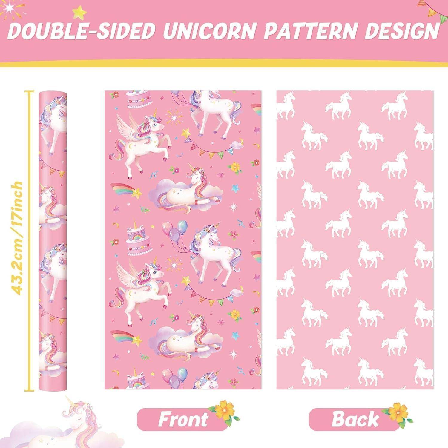 Geschenkpapier Einhorn Rolle 43cm 10m Regenbogen Aquarell Einhorn