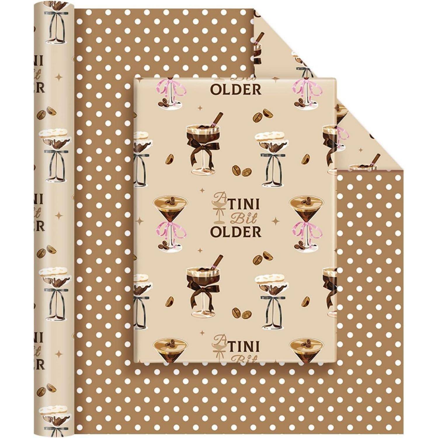 Geschenkpapier Kaffee Geburtstag Schleife Deko 43cm Espresso Martini