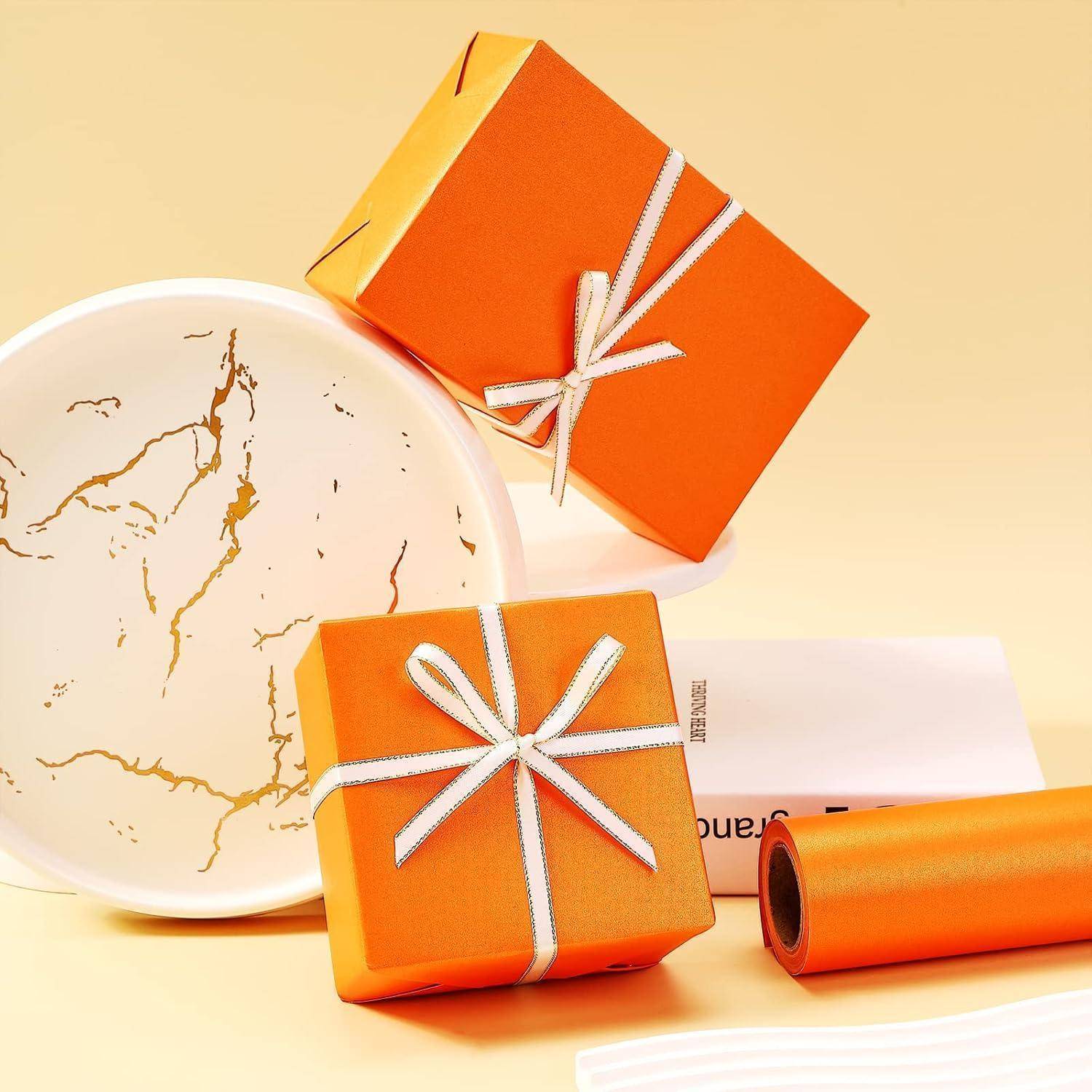 Geschenkpapier Perlmutt Matt Einfarbig Glänzend Hochzeit Orange