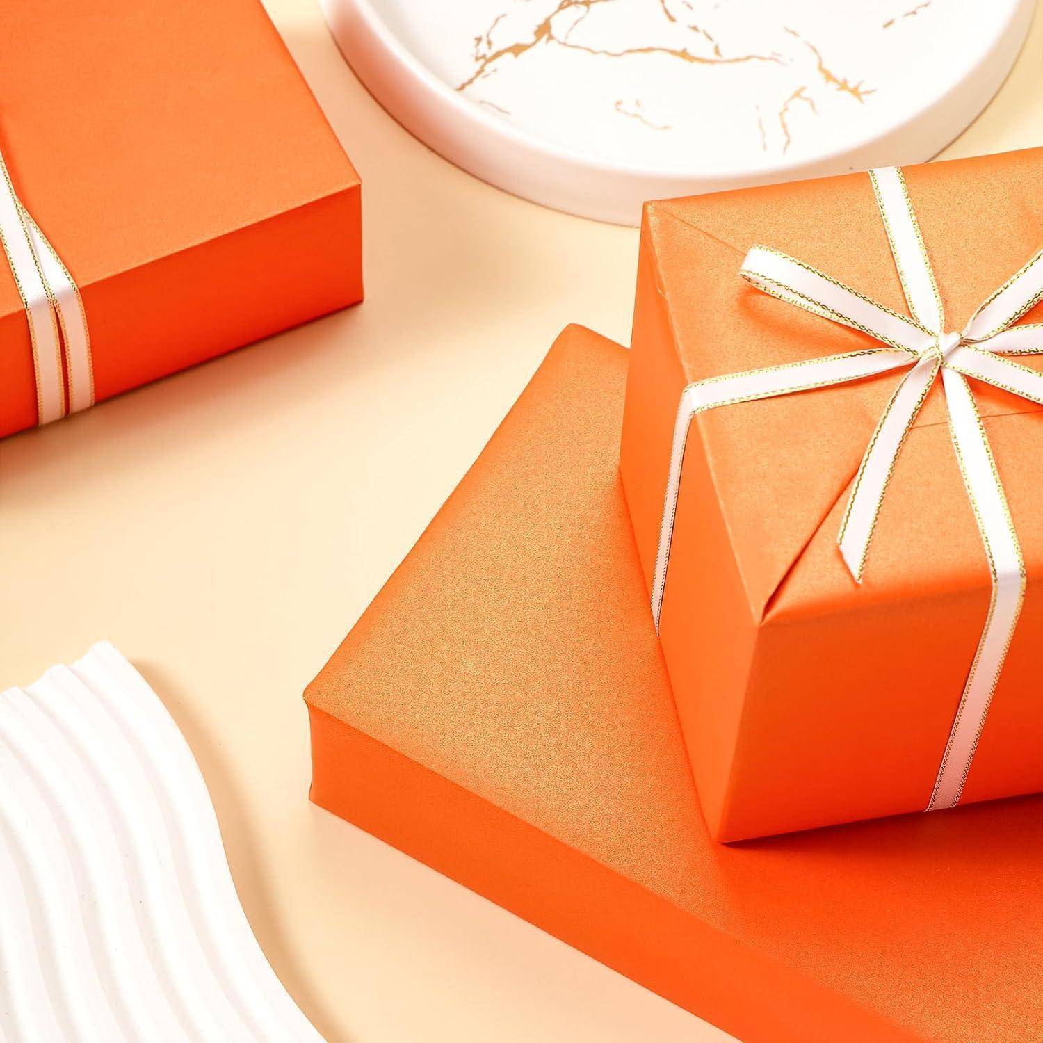 Geschenkpapier Perlmutt Matt Einfarbig Glänzend Hochzeit Orange