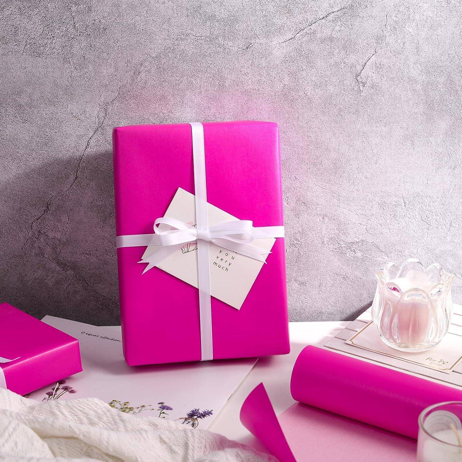 Geschenkpapier Minirolle Perlglanzpapier 43cm pink Heißes Rosa