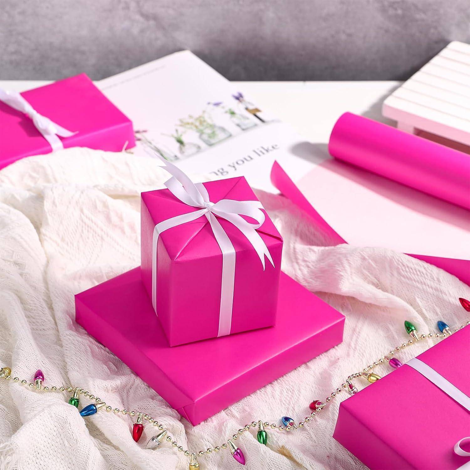 Geschenkpapier Minirolle Perlglanzpapier 43cm pink Heißes Rosa