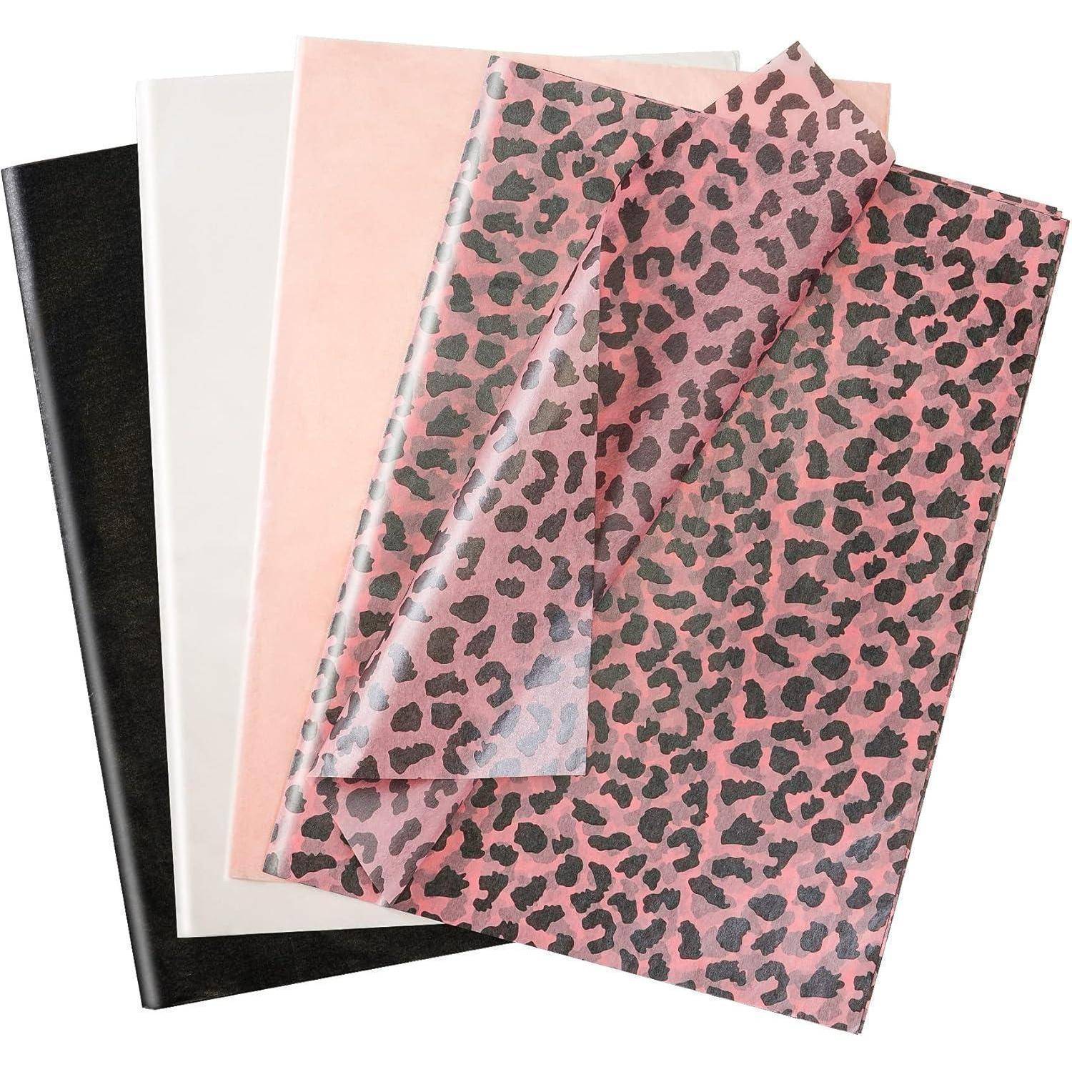 Seidenpapier 60 Blatt Metallic Rosa Glitzer Leopardenmuster 60P