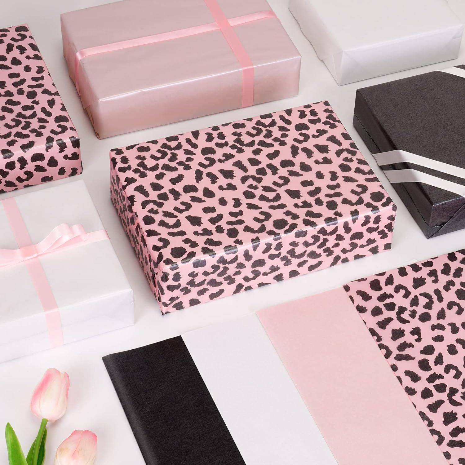 Seidenpapier 60 Blatt Metallic Rosa Glitzer Leopardenmuster 60P
