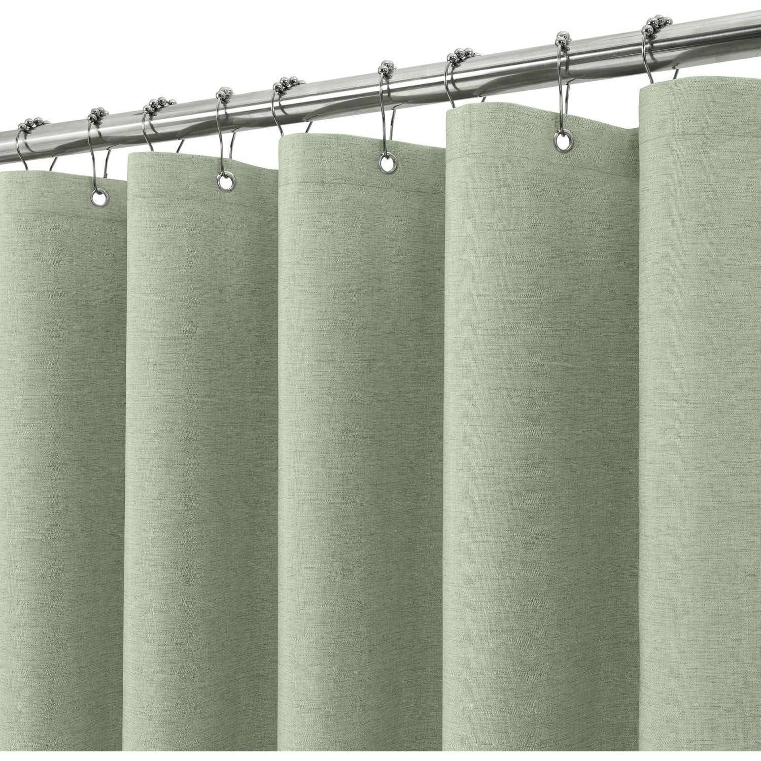 Duschvorhang Wasserdicht Leinen Salbeigrün H182 x B275 cm 1er Pack