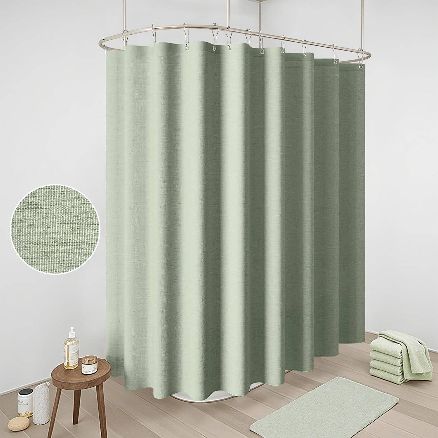 Duschvorhang Wasserdicht Leinen Salbeigrün H182 x B275 cm 1er Pack