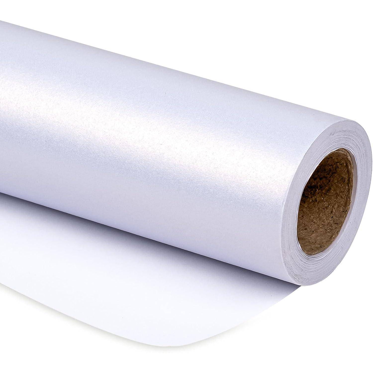 Geschenkpapier perlmuttfarben matt Hochzeit 43cm 10m Weiss