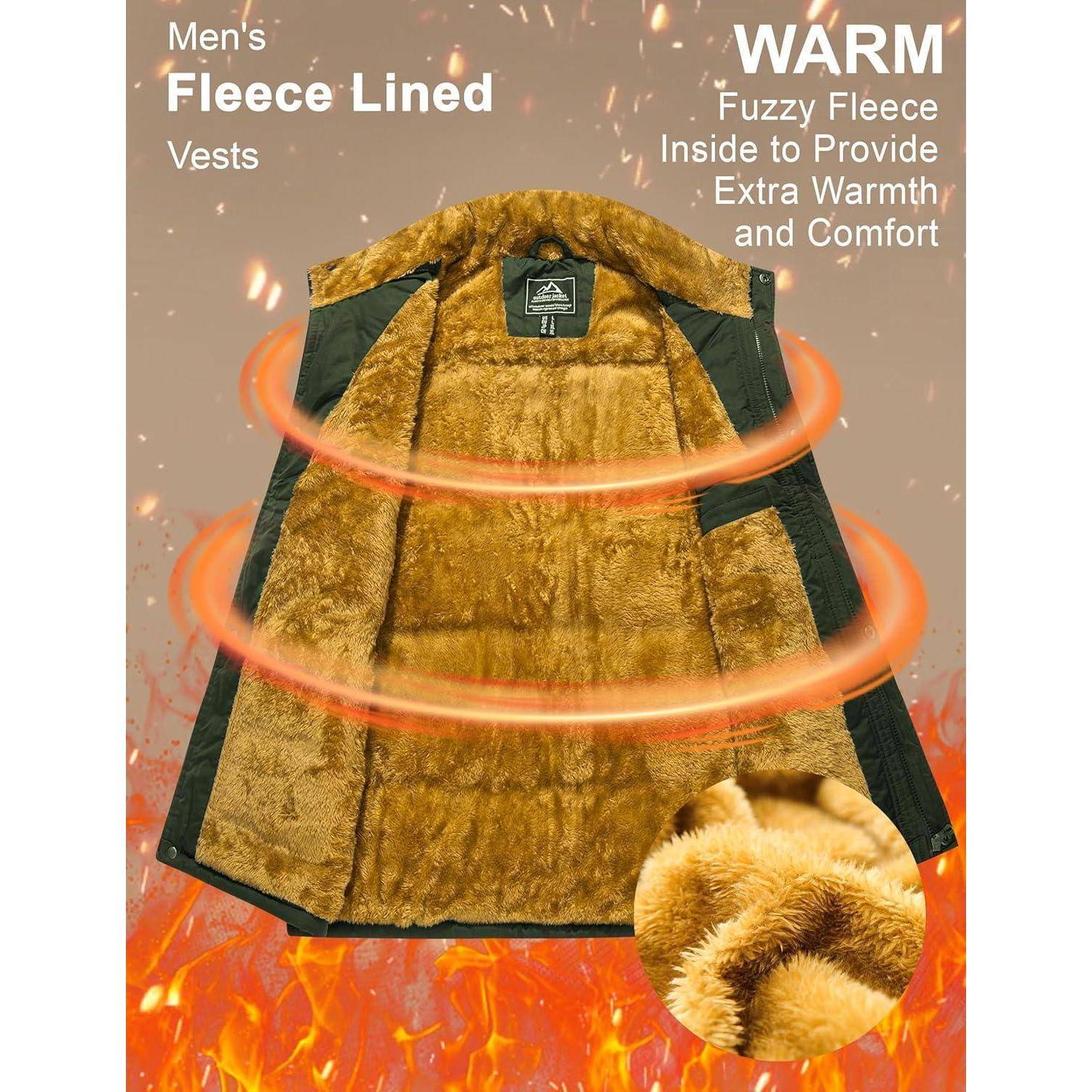 Offene Fleece-Weste mit flauschigem Futter, mit der Aufschrift 