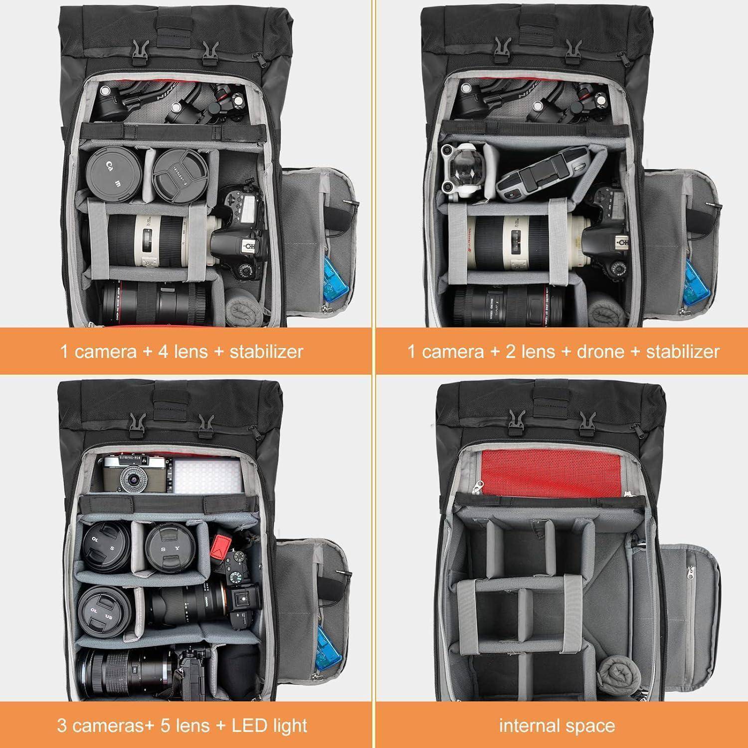 Kamerarucksack Wasserdicht DSLR Spiegellose Laptopfach Schwarz