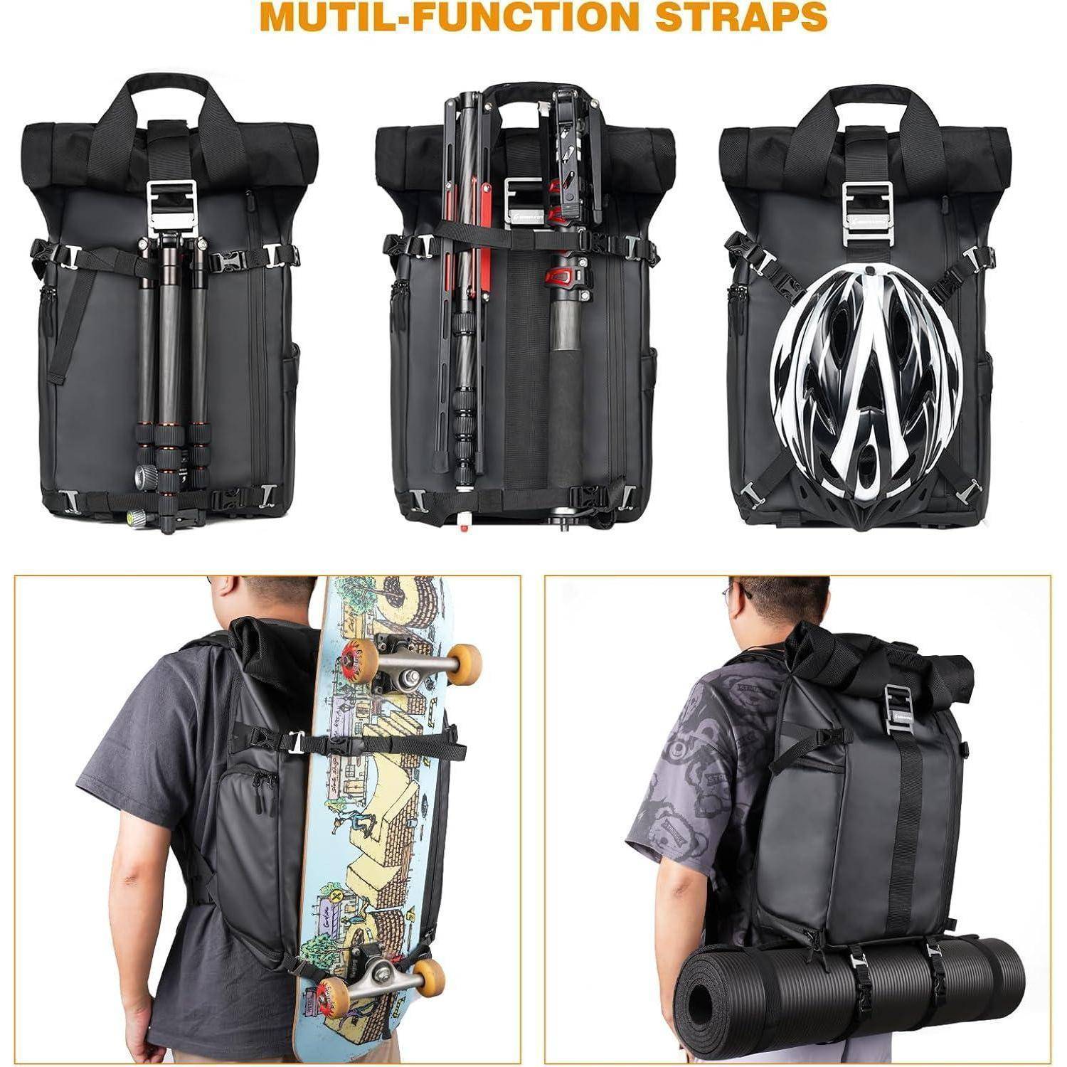 Kamerarucksack Wasserdicht DSLR Spiegellose Laptopfach Schwarz